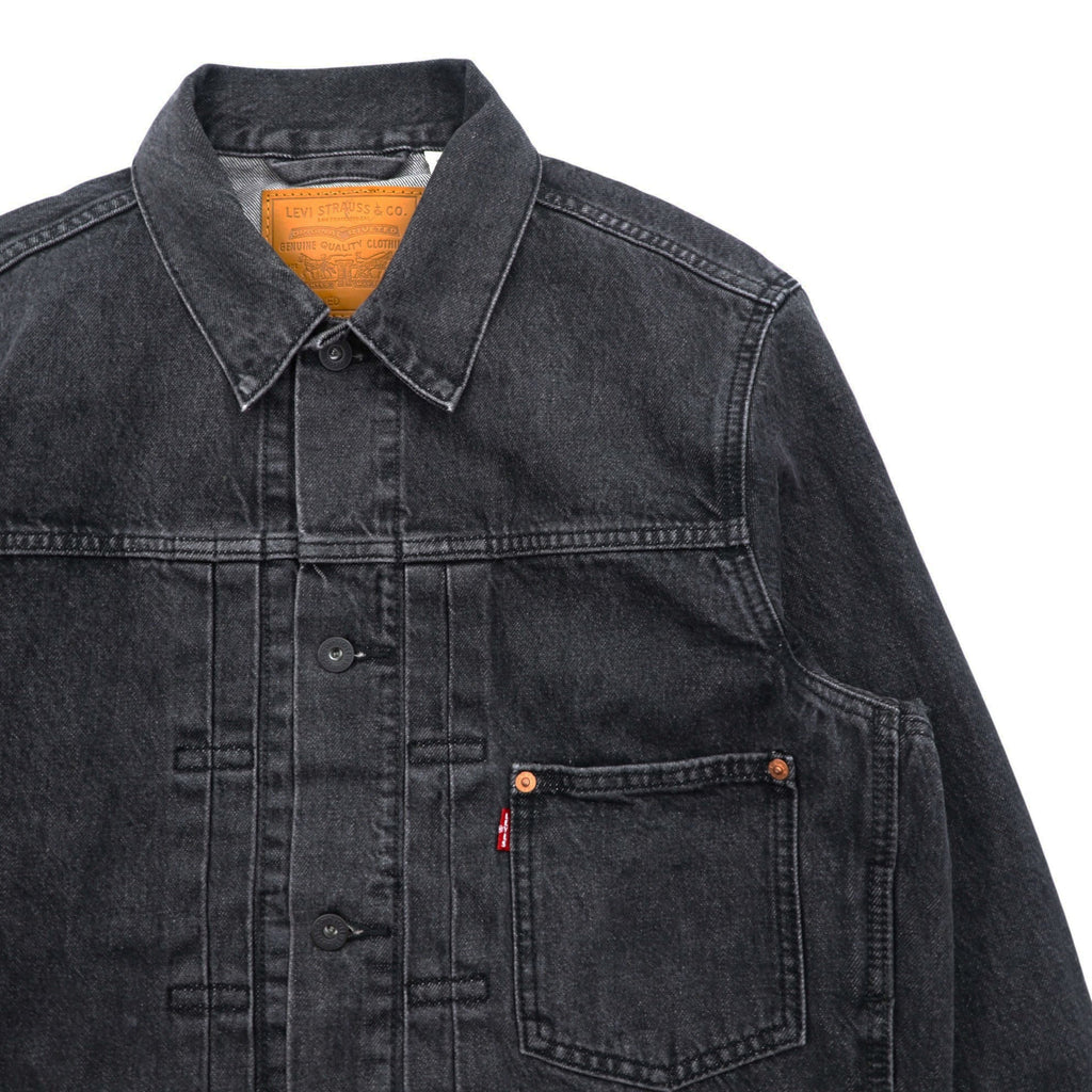 Levi's Big E WWII Model 1st Type Denim Trucker Jacket Gジャン S Black TYPE 1 Short Length Big Size Cinch Back Double Pleated PREMIUM A3174-0000