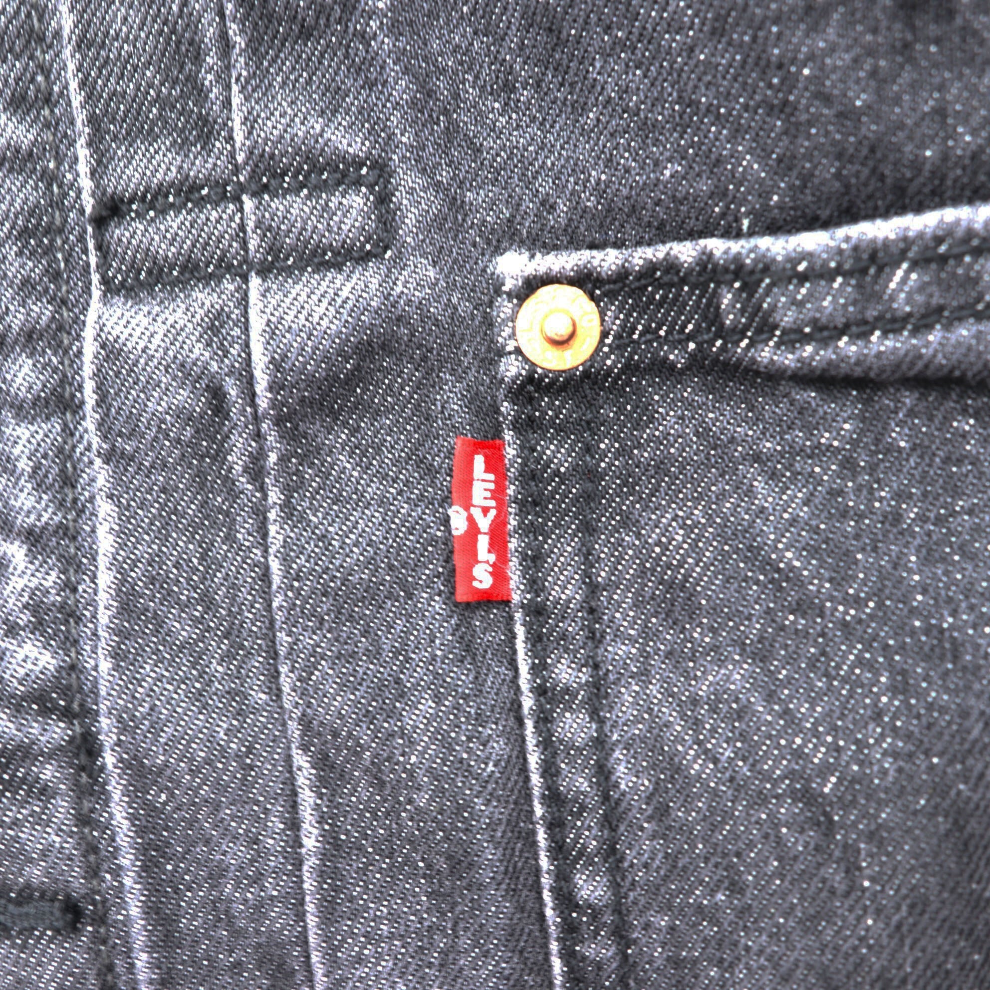 Levi's Big E WWII Model 1st Type Denim Trucker Jacket Gジャン S Black TYPE 1 Short Length Big Size Cinch Back Double Pleated PREMIUM A3174-0000