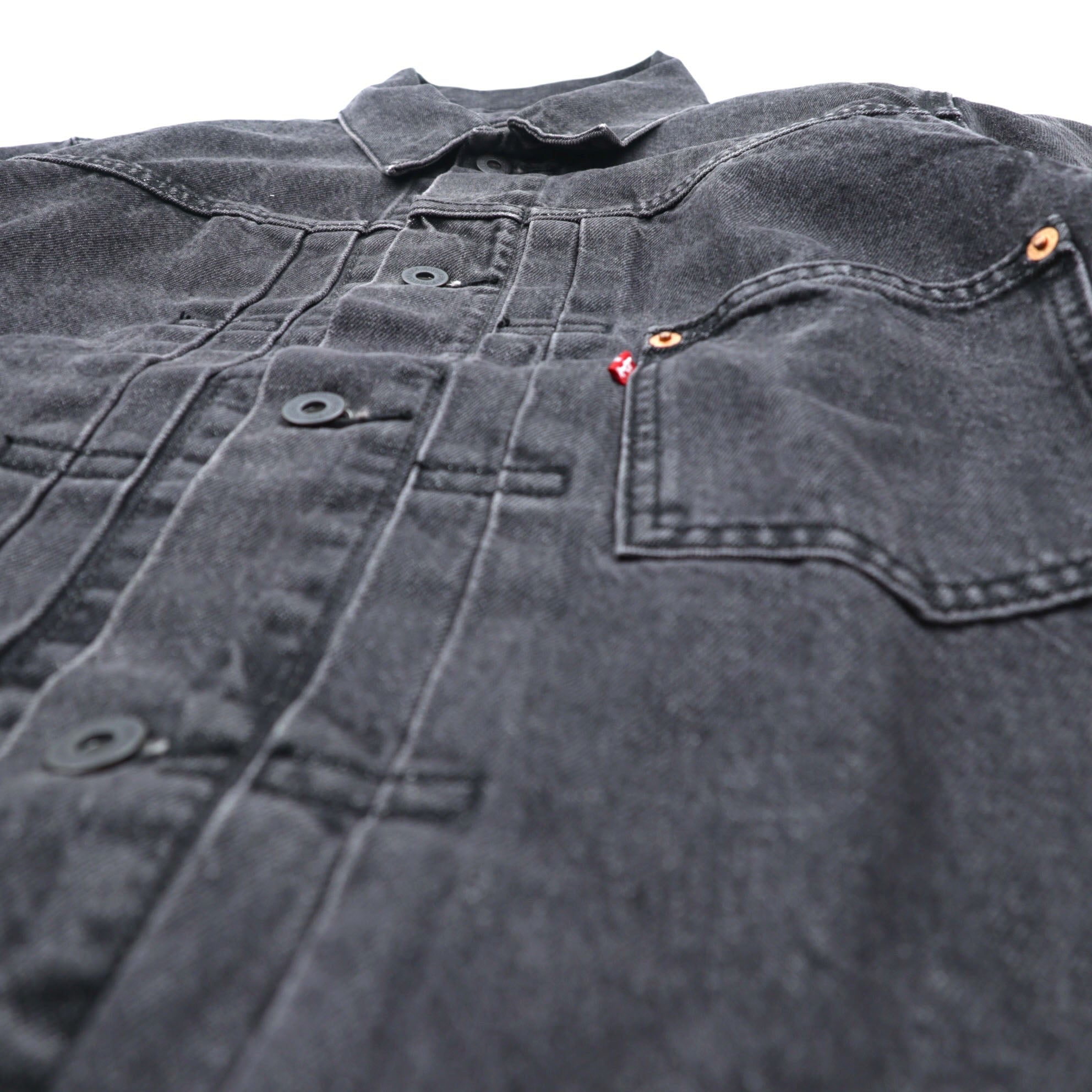 Levi's Big E WWII Model 1st Type Denim Trucker Jacket Gジャン S Black TYPE 1 Short Length Big Size Cinch Back Double Pleated PREMIUM A3174-0000