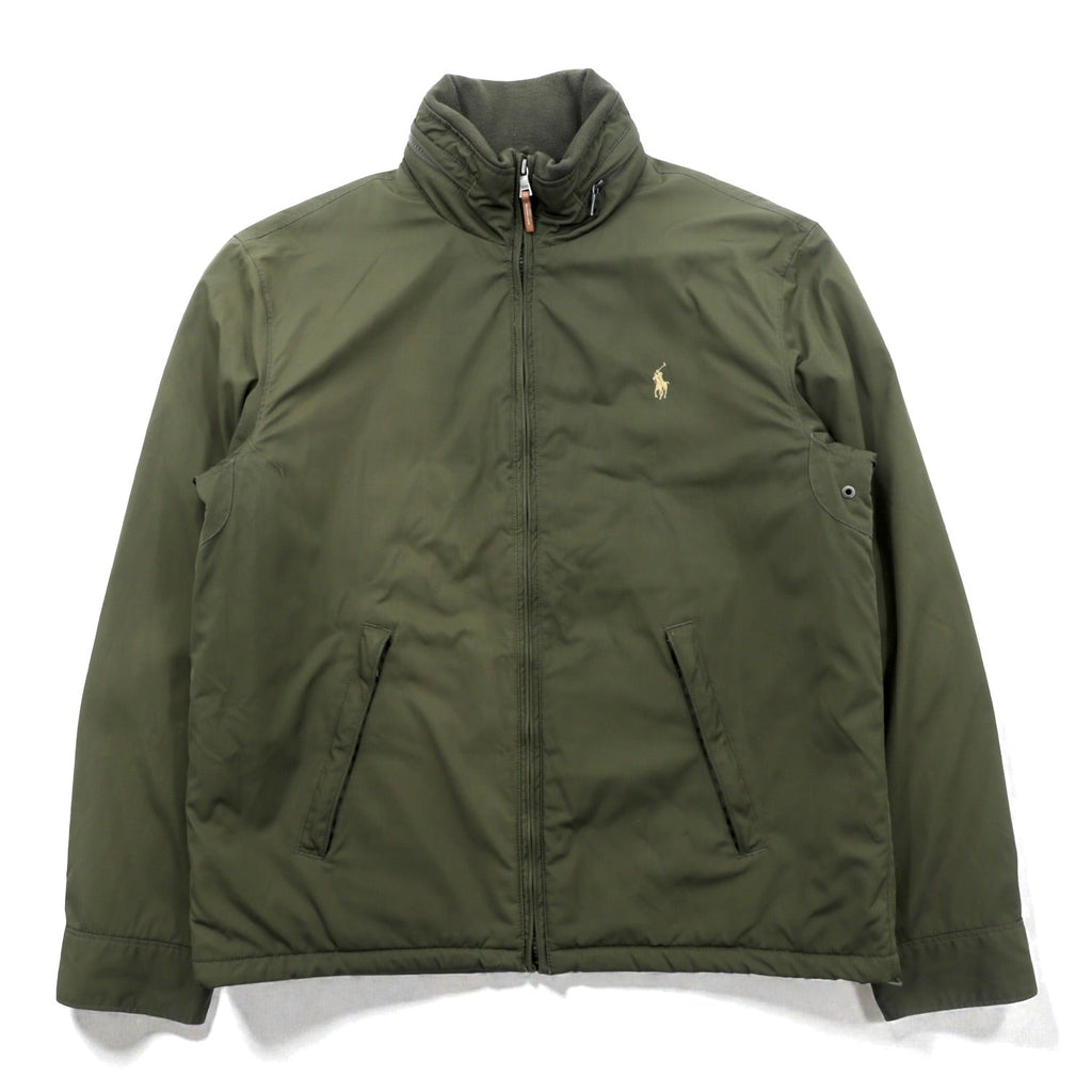 Polo Ralph Lauren 90s Stowaway Hood Harrington Jacket M Khaki Drawstring Padded Fleece Lined Small Pony Embroidery