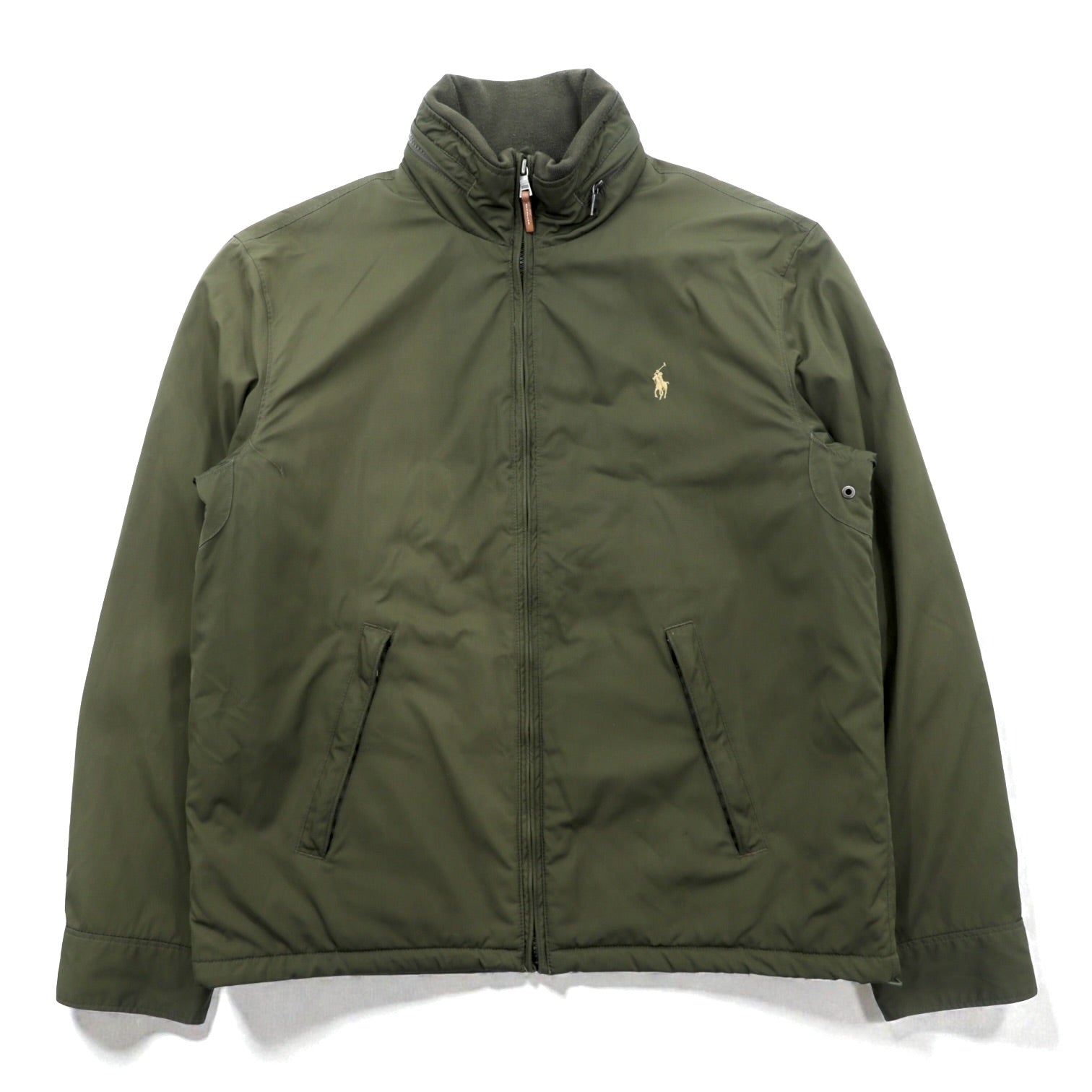 Polo Ralph Lauren 90s Stowaway Hood Harrington Jacket M Khaki Drawstring Padded Fleece Lined Small Pony Embroidery