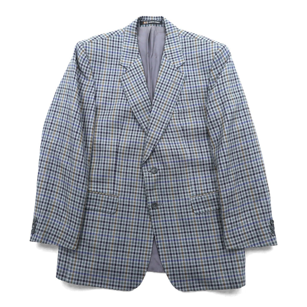 DAKS 80年代 英国製 グレンチェック 2B ブレザー テーラードジャケット L グレー ウール PURE NEW WOOL イギリス製