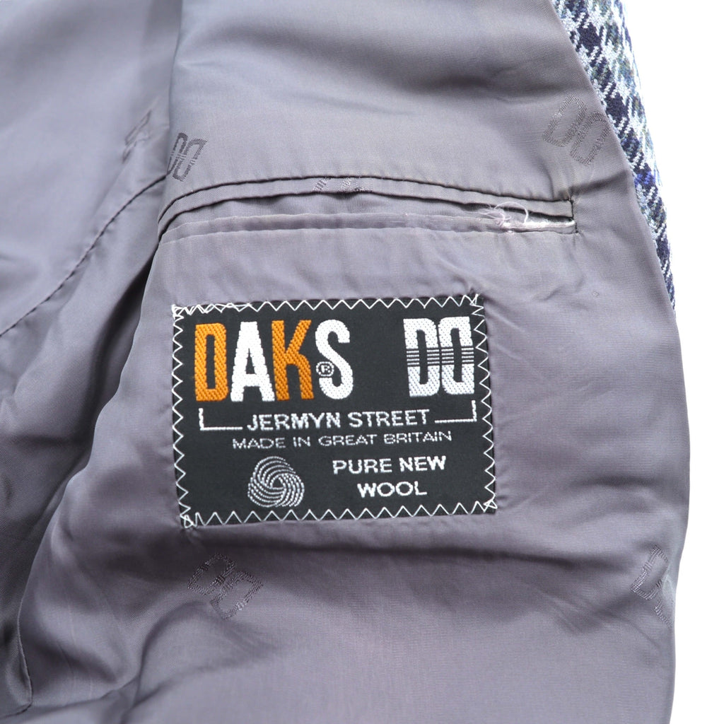 DAKS 80年代 英国製 グレンチェック 2B ブレザー テーラードジャケット L グレー ウール PURE NEW WOOL イギリス製