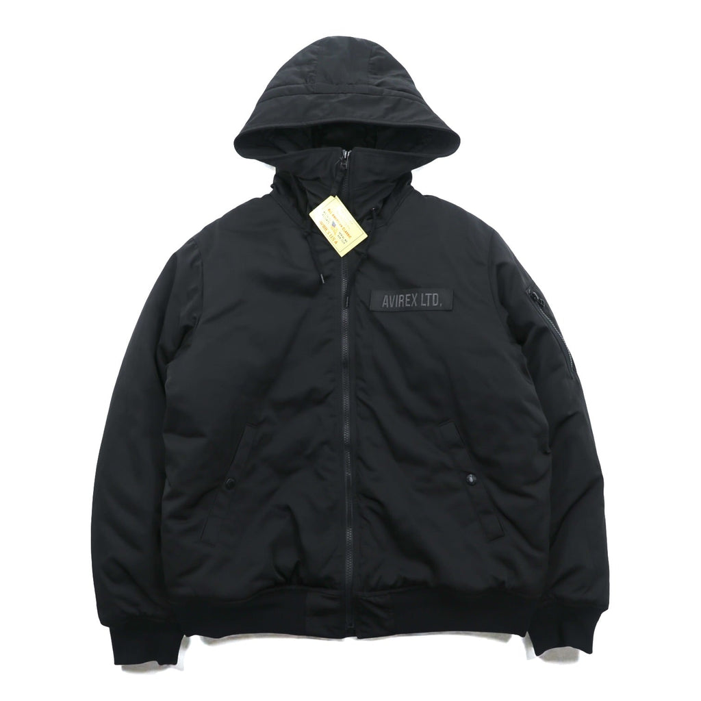 AVIREX Flight Jacket Padded Hooded Jacket L Black Hooded 783-4252050 Unused
