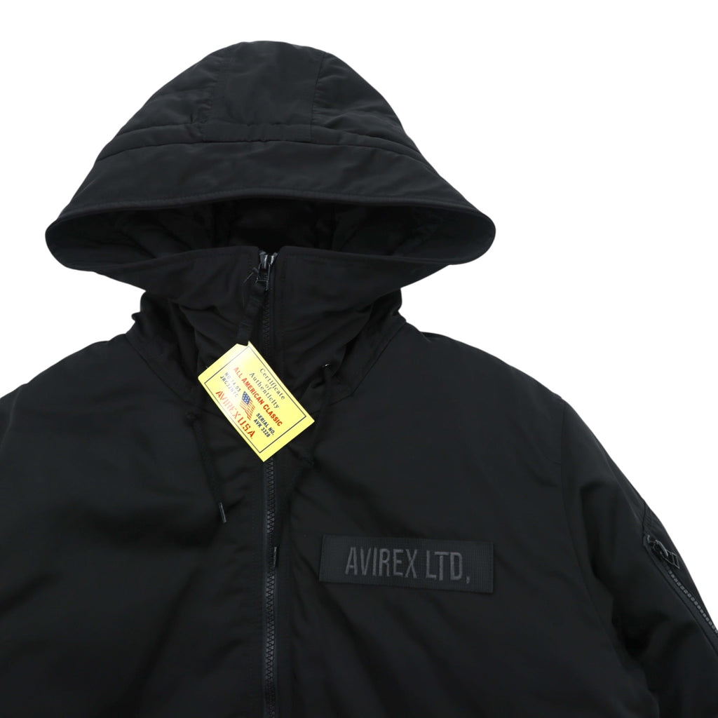 AVIREX Flight Jacket Padded Hooded Jacket L Black Hooded 783-4252050 Unused
