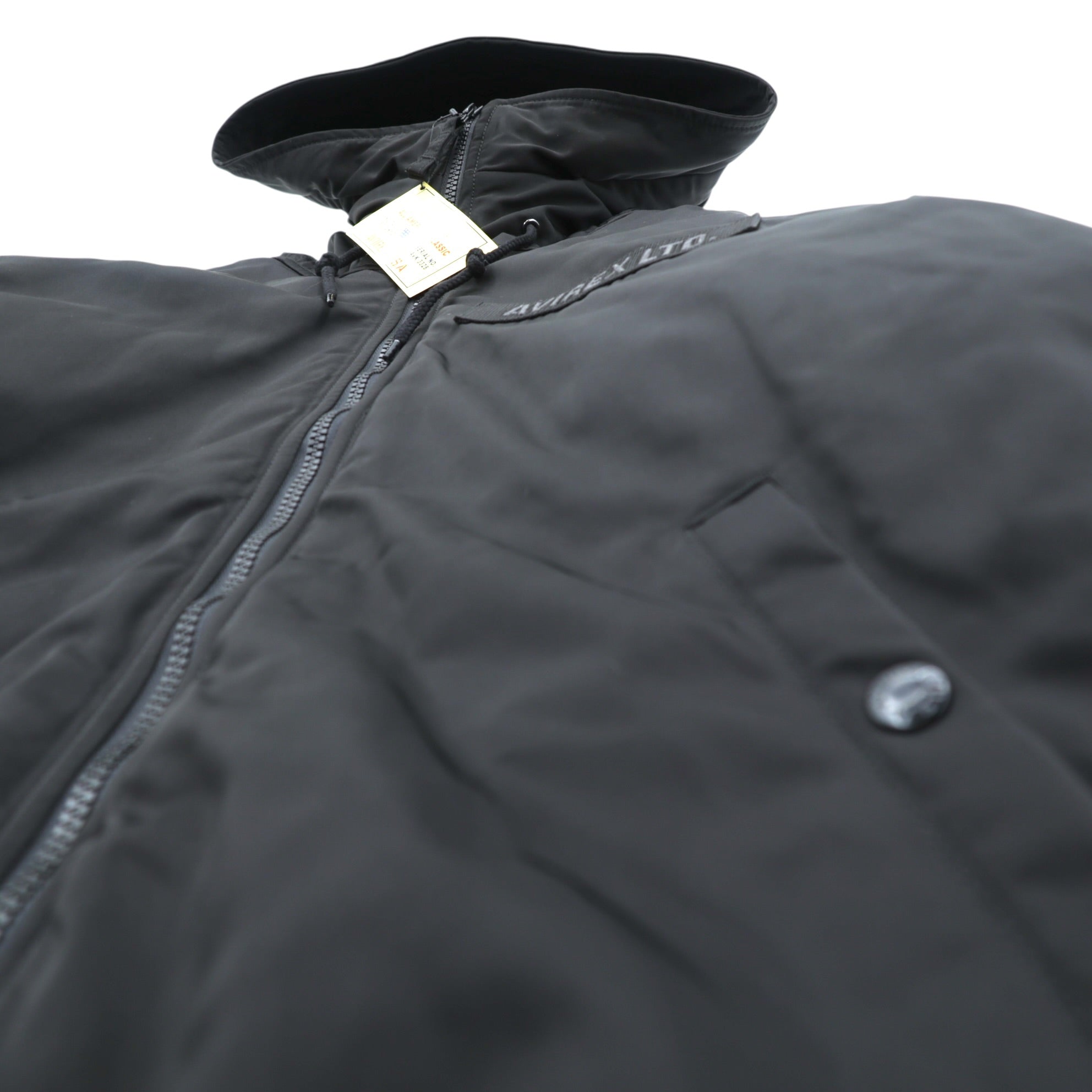 AVIREX Flight Jacket Padded Hooded Jacket L Black Hooded 783-4252050 Unused