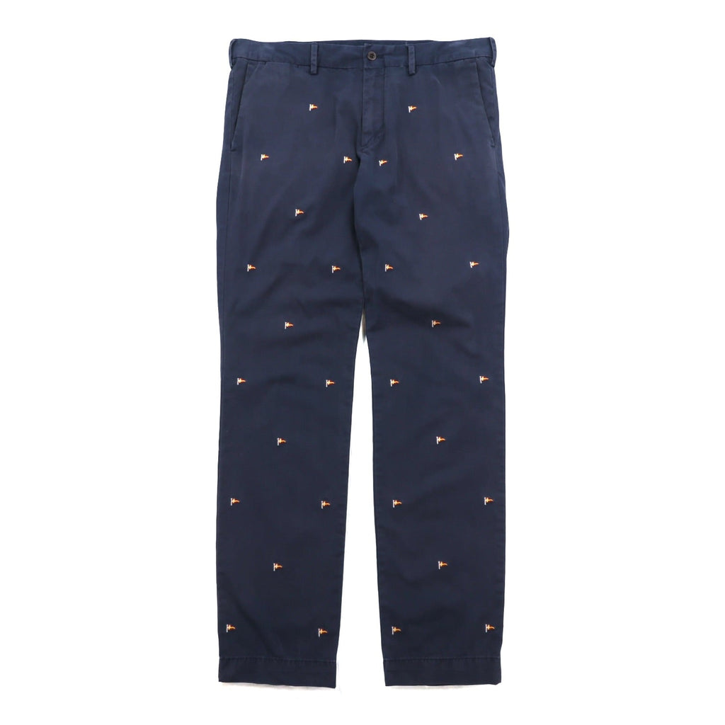 Polo Ralph Lauren Chino Work Pants L Navy All-over Pattern Flag Embroidery SLIM FIT