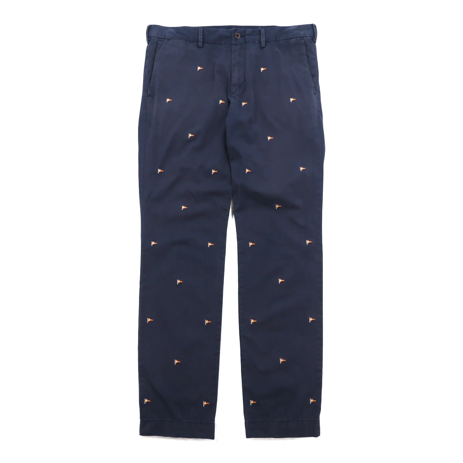 Polo Ralph Lauren Chino Work Pants L Navy All-over Pattern Flag Embroidery SLIM FIT