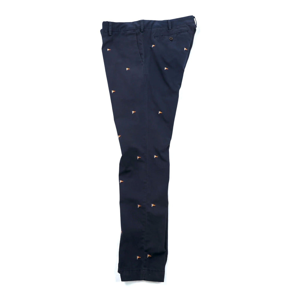Polo Ralph Lauren Chino Work Pants L Navy All-over Pattern Flag Embroidery SLIM FIT