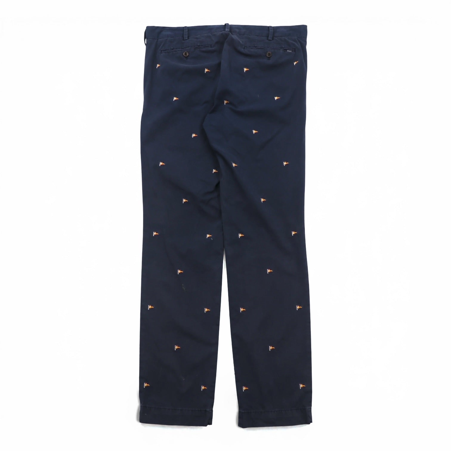 Polo Ralph Lauren Chino Work Pants L Navy All-over Pattern Flag Embroidery SLIM FIT