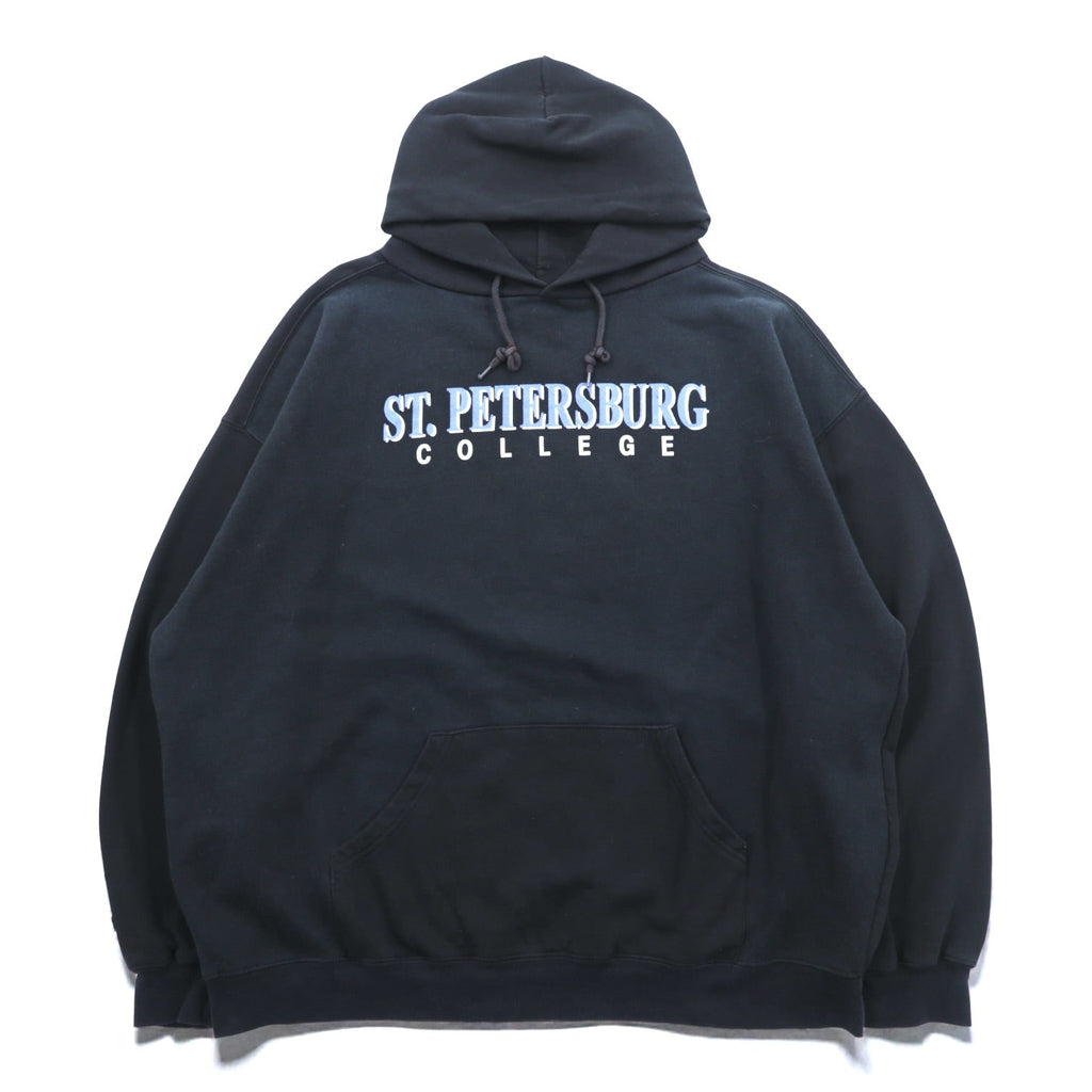 JANSPORT 90年代 ビッグサイズ カレッジプリント パーカー 2XL ブラック フロント カンガルーポケット ST. PETERSBURG