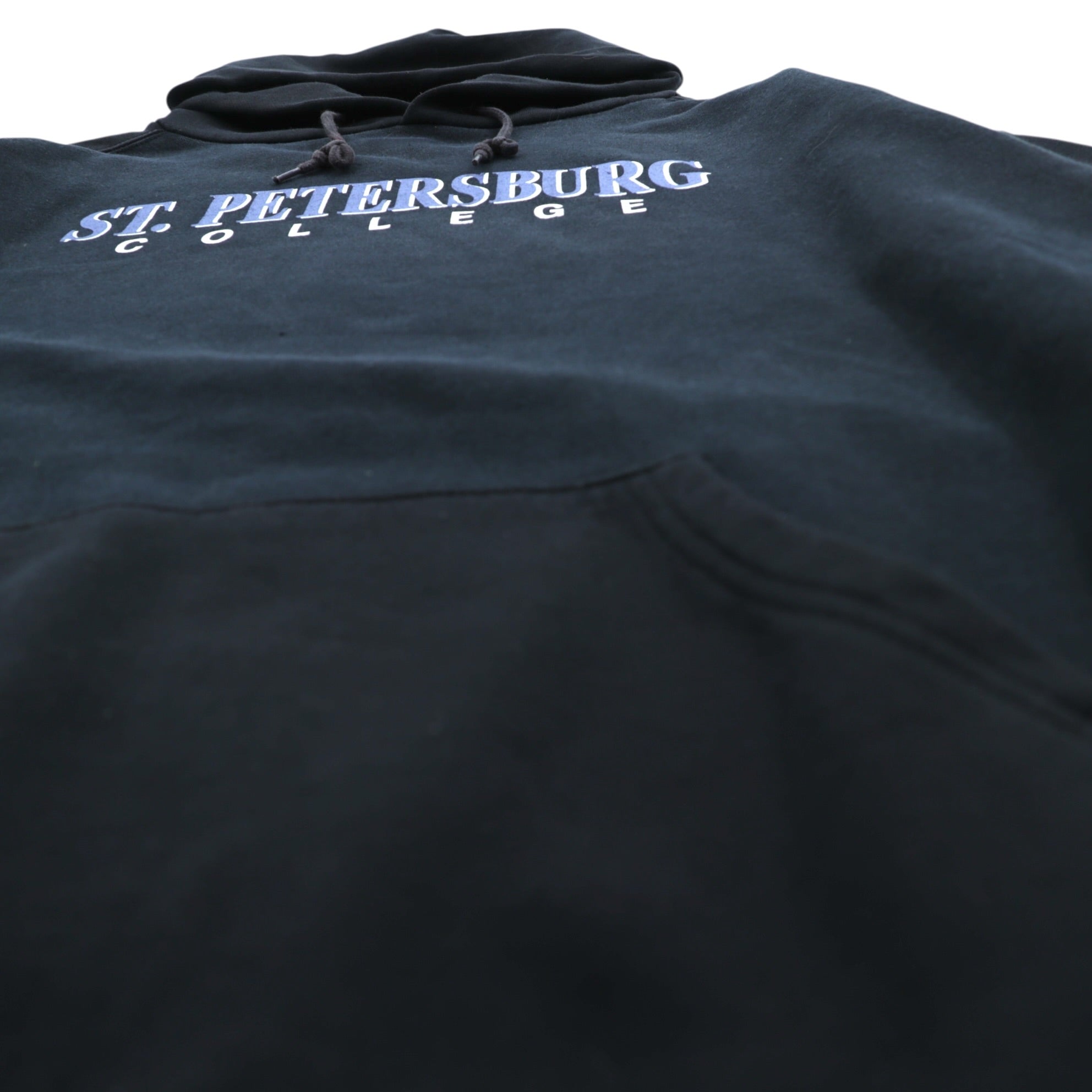 JANSPORT 90年代 ビッグサイズ カレッジプリント パーカー 2XL ブラック フロント カンガルーポケット ST. PETERSBURG