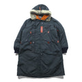 MONSIEUR NICOLE 90s Made in Japan Vintage N-3B Flight Jacket Long Coat XL Nylon Padded Drawstring NICOLE CLUB WORKERS