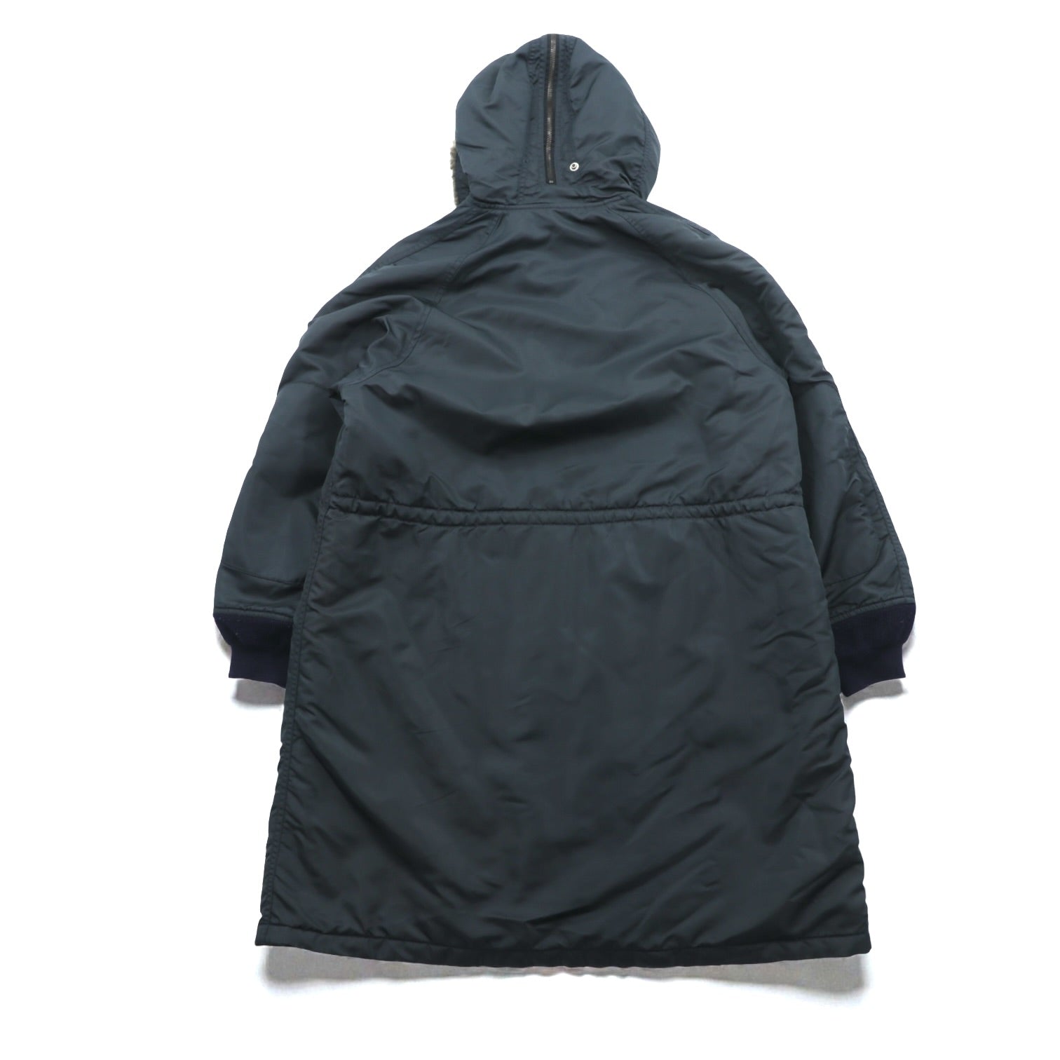 MONSIEUR NICOLE 90s Made in Japan Vintage N-3B Flight Jacket Long Coat XL Nylon Padded Drawstring NICOLE CLUB WORKERS