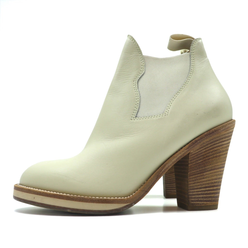 Acne Made in Italy Side Gore Heel Boots Bootie 24cm Beige Leather Genuine Leather Acne Studios Old Logo