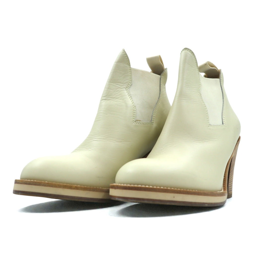 Acne Made in Italy Side Gore Heel Boots Bootie 24cm Beige Leather Genuine Leather Acne Studios Old Logo