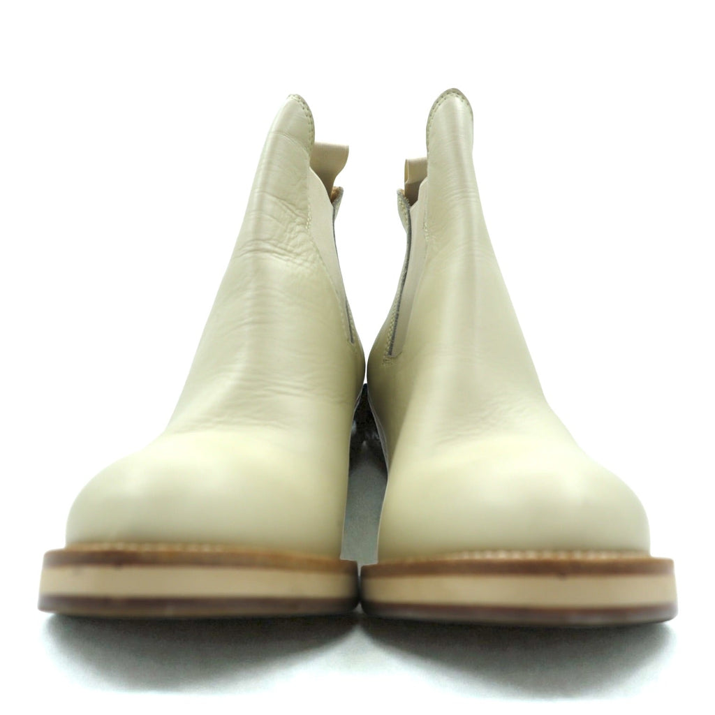 Acne Made in Italy Side Gore Heel Boots Bootie 24cm Beige Leather Genuine Leather Acne Studios Old Logo