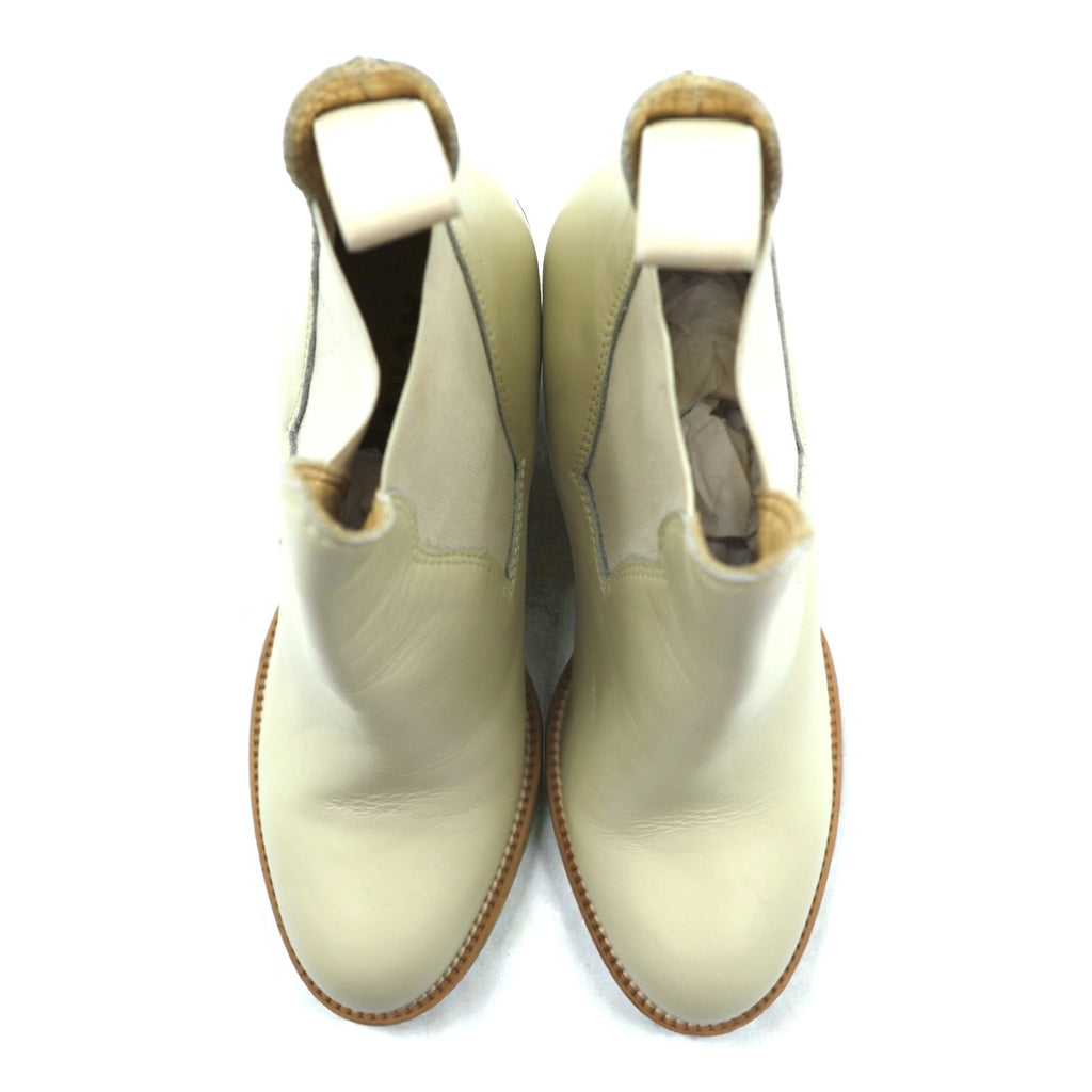 Acne Made in Italy Side Gore Heel Boots Bootie 24cm Beige Leather Genuine Leather Acne Studios Old Logo