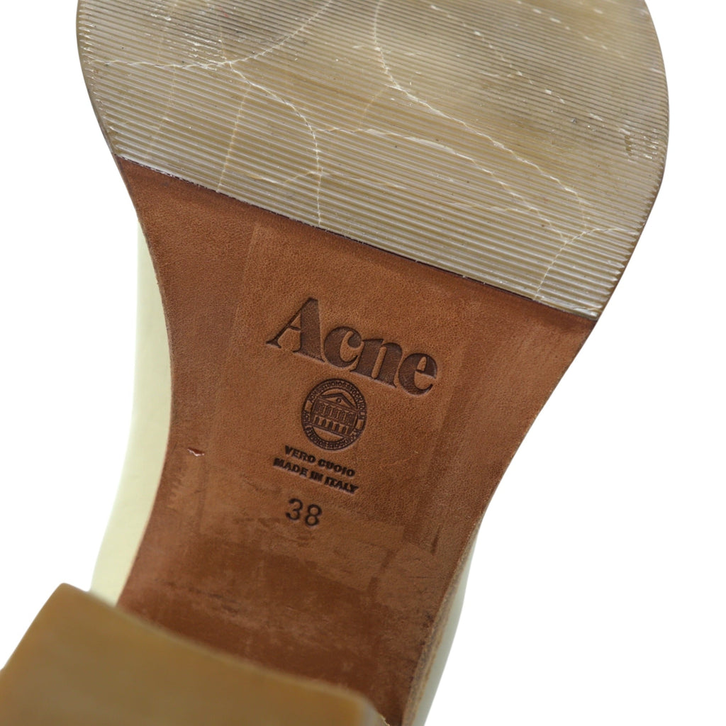 Acne Made in Italy Side Gore Heel Boots Bootie 24cm Beige Leather Genuine Leather Acne Studios Old Logo