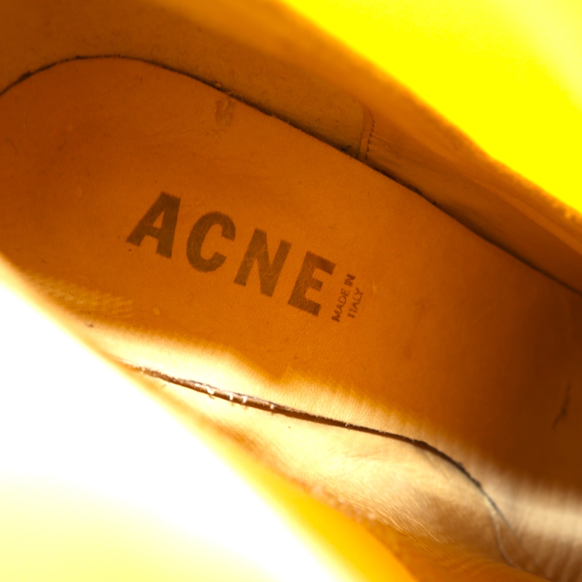 Acne Made in Italy Side Gore Heel Boots Bootie 24cm Beige Leather Genuine Leather Acne Studios Old Logo