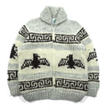 CANADIAN SWEATER 90年代 カナダ製 ヴィンテージ カウチンニット L ウール  サンダーバード ジップアップ カーディガン