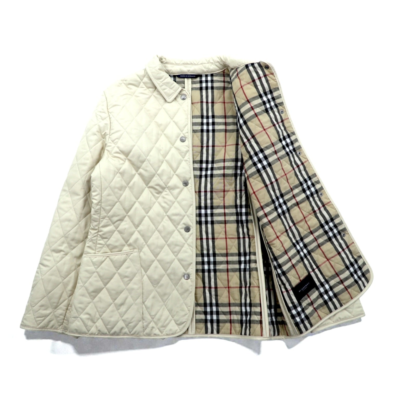 BURBERRY UK-made Quilted Jacket M Beige Nova Check Lining Made in England