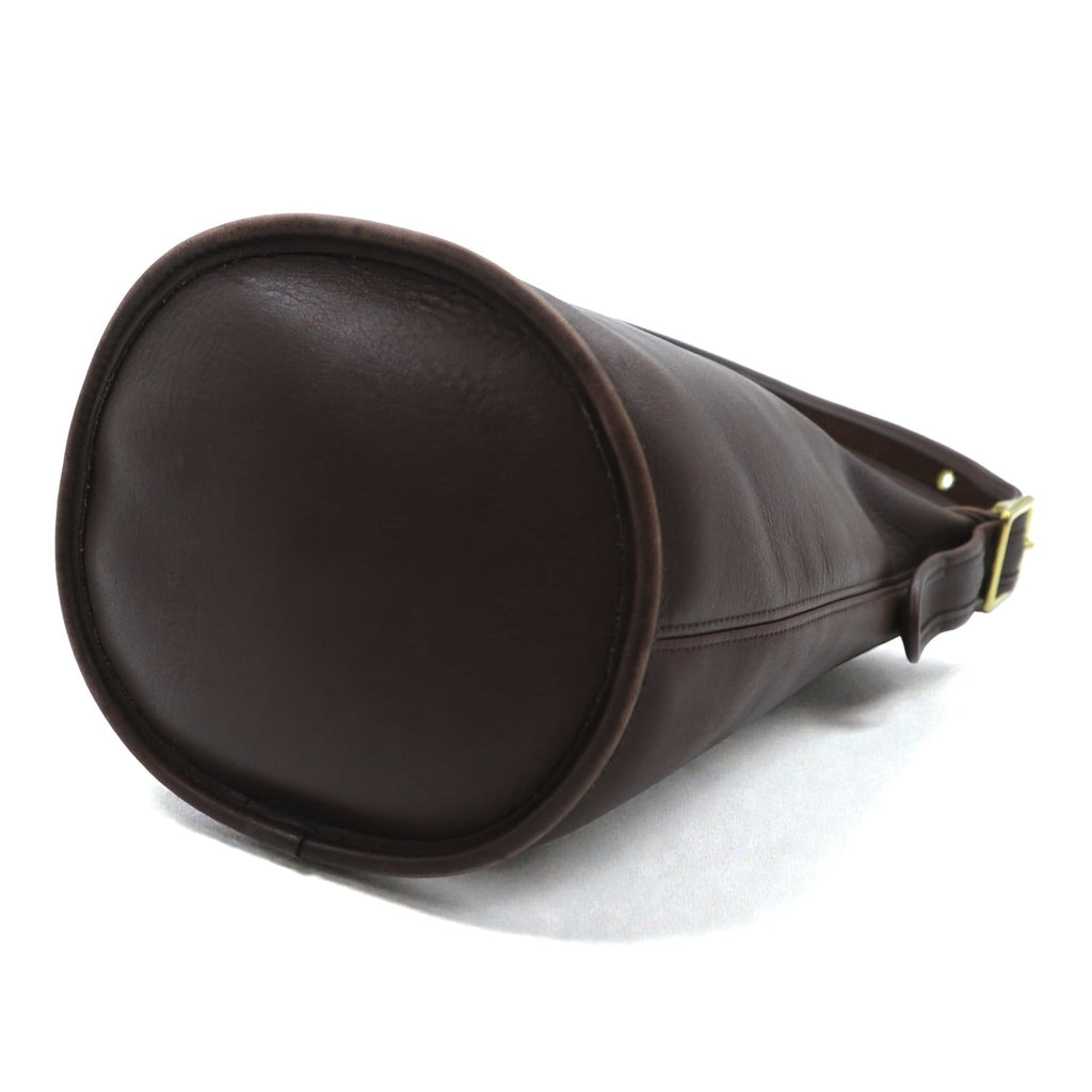 COACH 90s USA Made Old Coach Bucket Shoulder Bag Duffle Sac Mahogany Dark Brown Glovetanned Leather Cowhide 9953