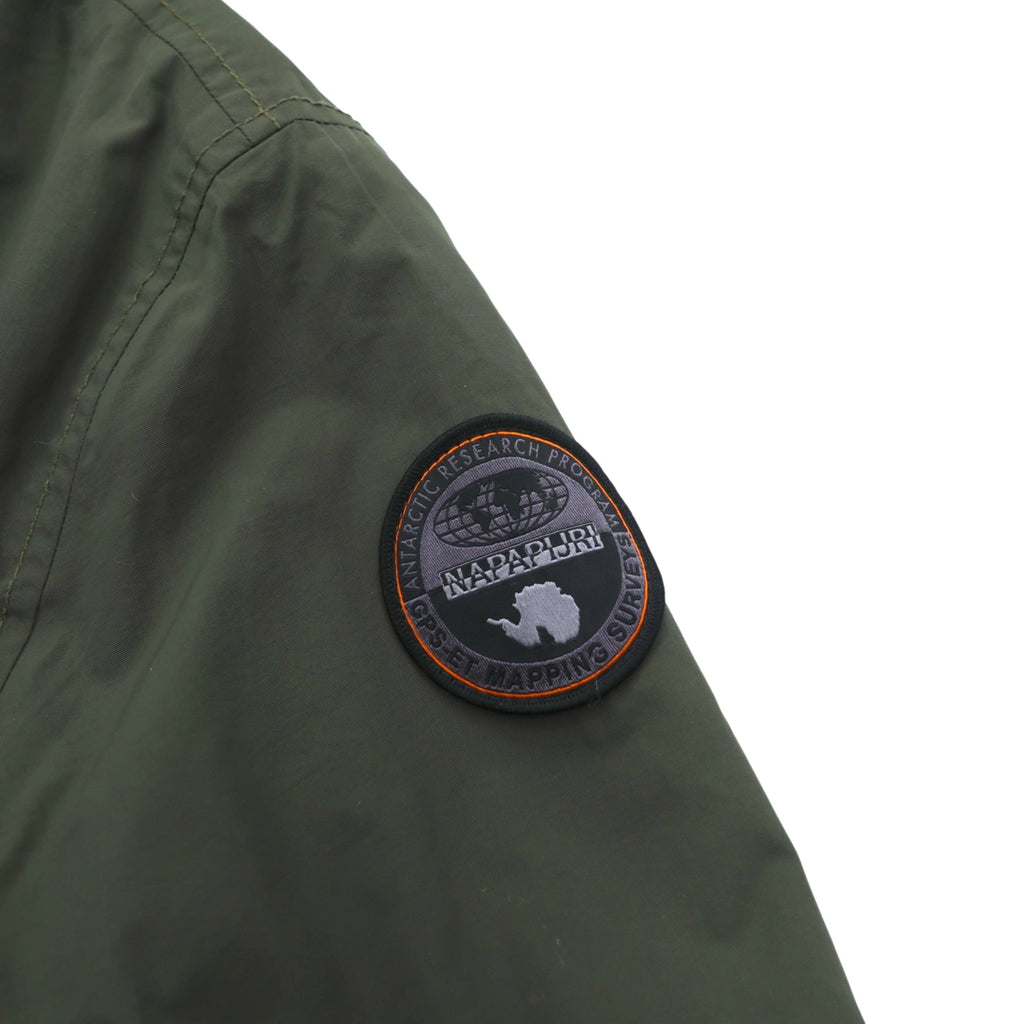 NAPAPIJRI ハーフジップ アノラックパーカー XL カーキ 中綿 ドローコード サイドジップ スリット Rainforest Jacket N0YGU0