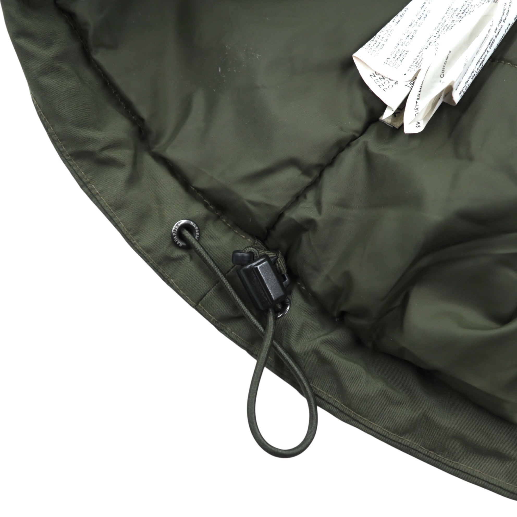 NAPAPIJRI ハーフジップ アノラックパーカー XL カーキ 中綿 ドローコード サイドジップ スリット Rainforest Jacket N0YGU0