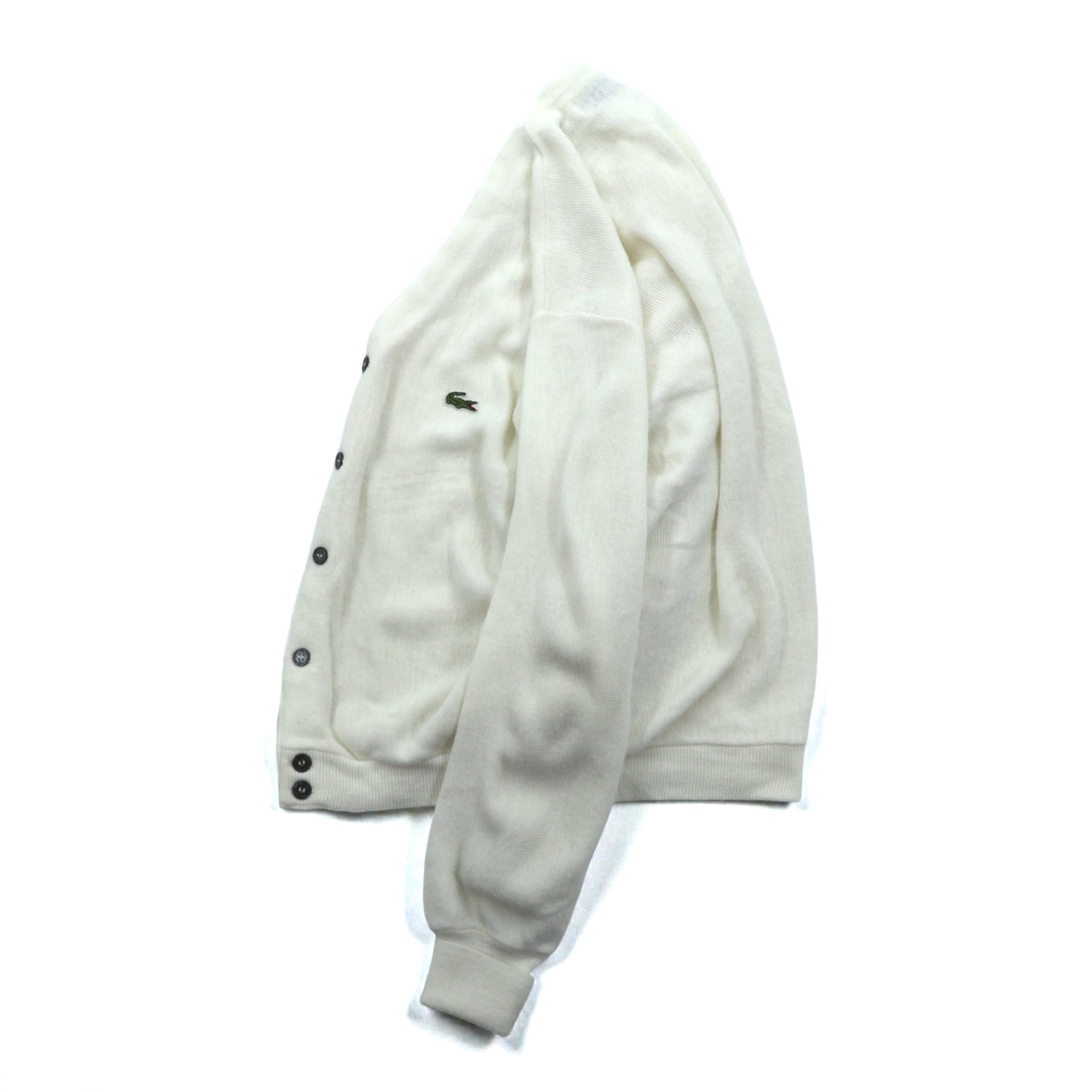 IZOD LACOSTE 70s Made in USA Vintage Acrylic Knit Cardigan L White Spool Tag ILGWU Tag UNION MADE