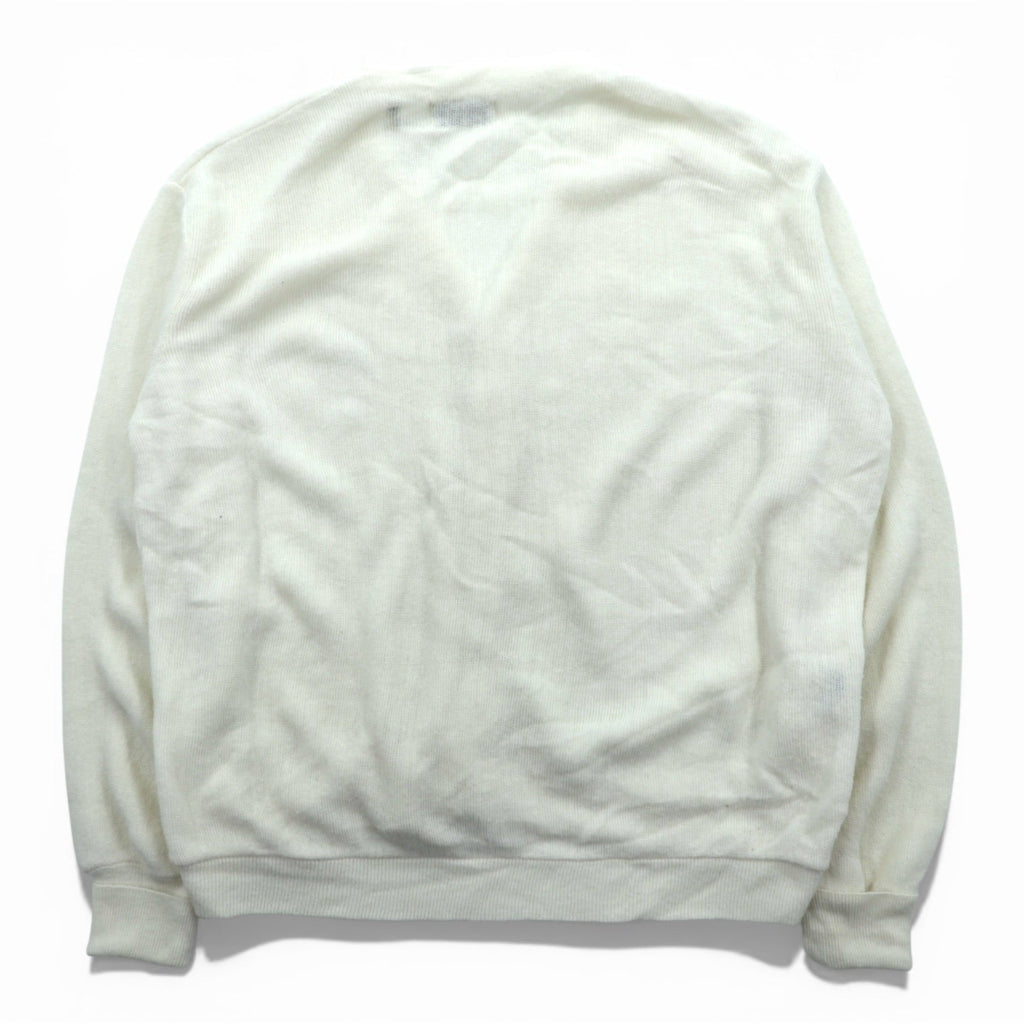 IZOD LACOSTE 70s Made in USA Vintage Acrylic Knit Cardigan L White Spool Tag ILGWU Tag UNION MADE