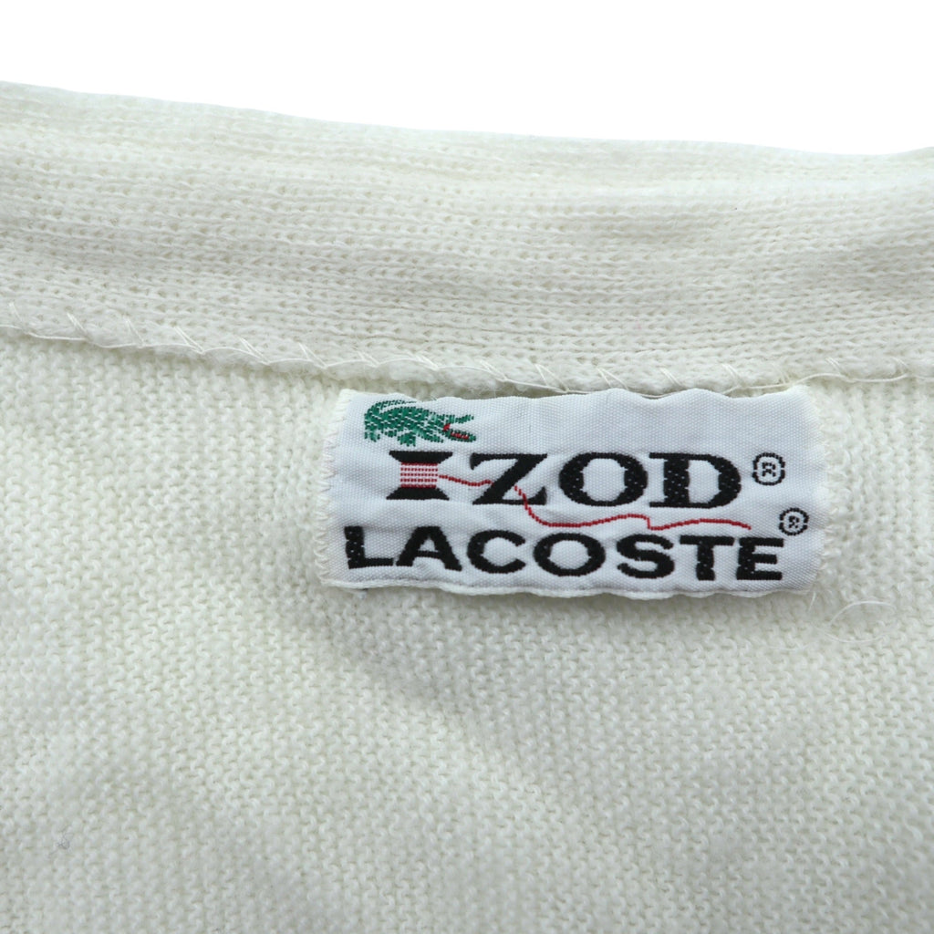 IZOD LACOSTE 70s Made in USA Vintage Acrylic Knit Cardigan L White Spool Tag ILGWU Tag UNION MADE