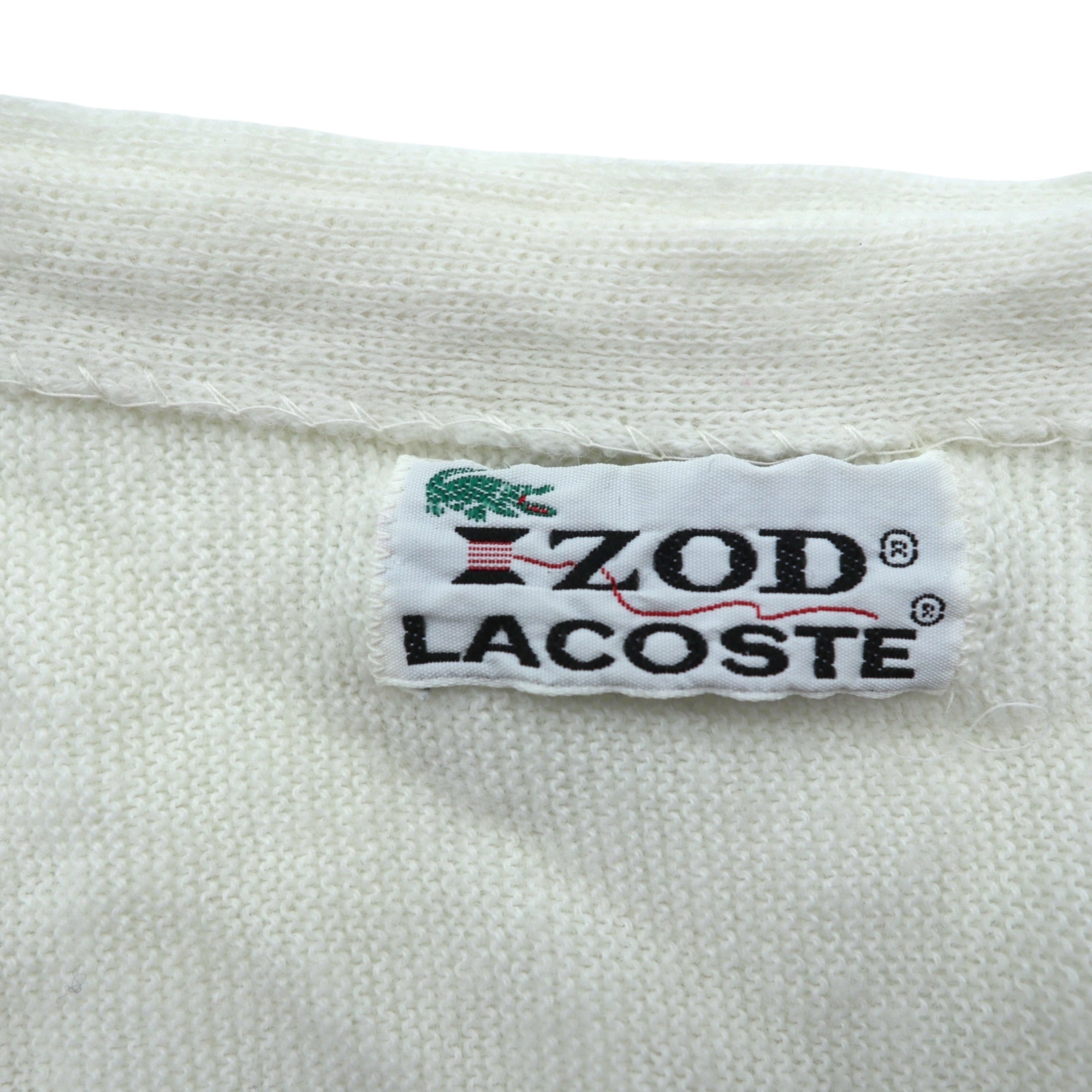 IZOD LACOSTE 70s Made in USA Vintage Acrylic Knit Cardigan L White Spool Tag ILGWU Tag UNION MADE