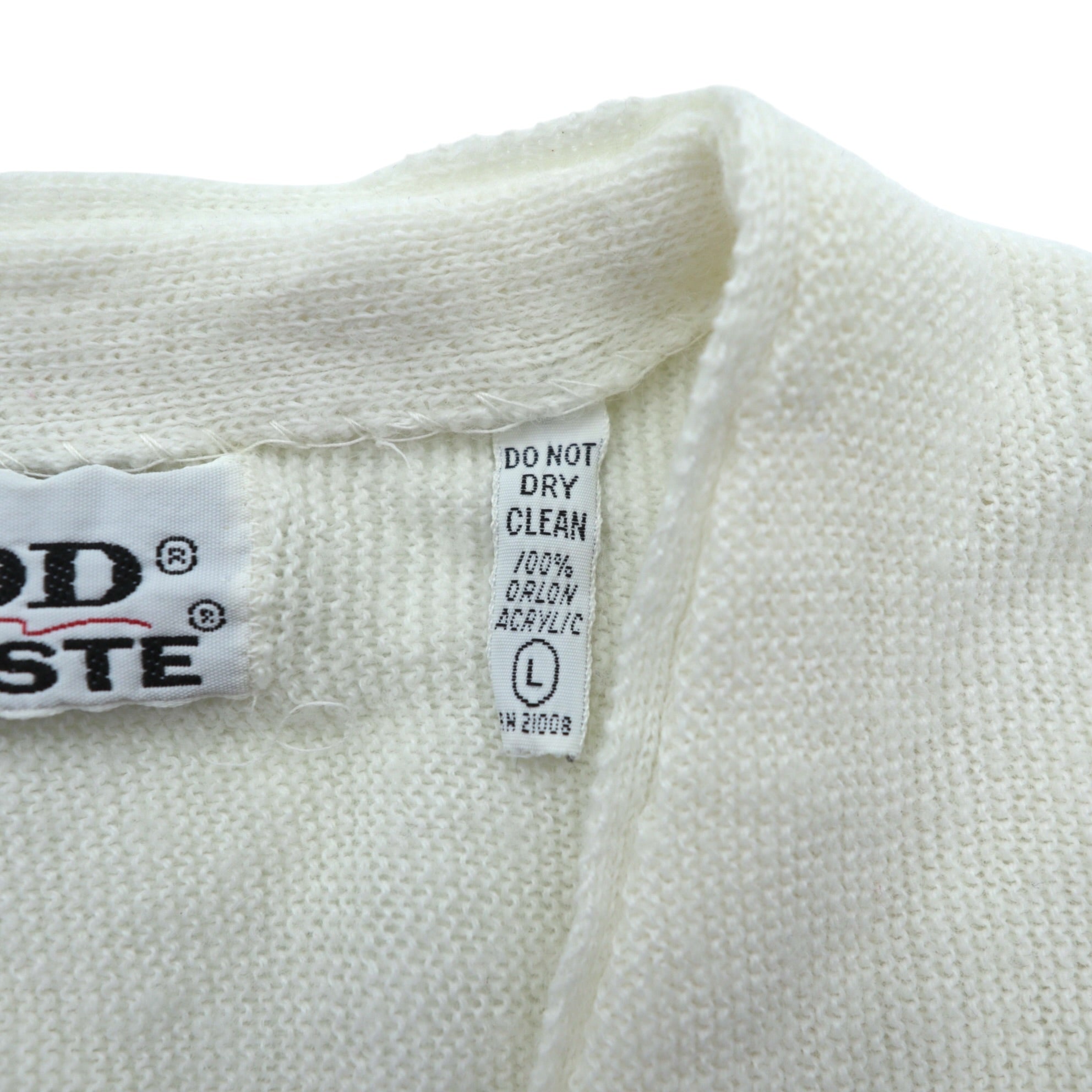 IZOD LACOSTE 70s Made in USA Vintage Acrylic Knit Cardigan L White Spool Tag ILGWU Tag UNION MADE