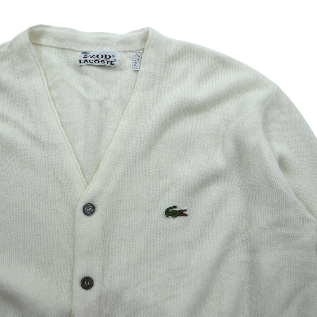 IZOD LACOSTE 70s Made in USA Vintage Acrylic Knit Cardigan L White Spool Tag ILGWU Tag UNION MADE