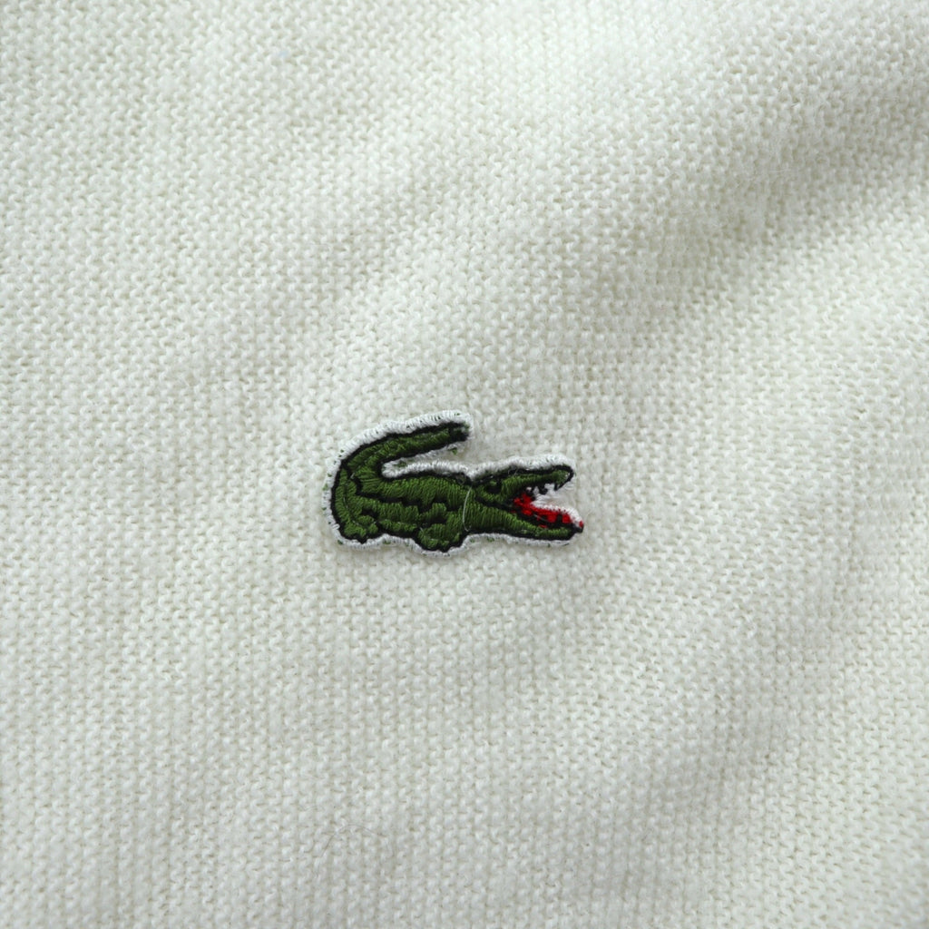 IZOD LACOSTE 70s Made in USA Vintage Acrylic Knit Cardigan L White Spool Tag ILGWU Tag UNION MADE