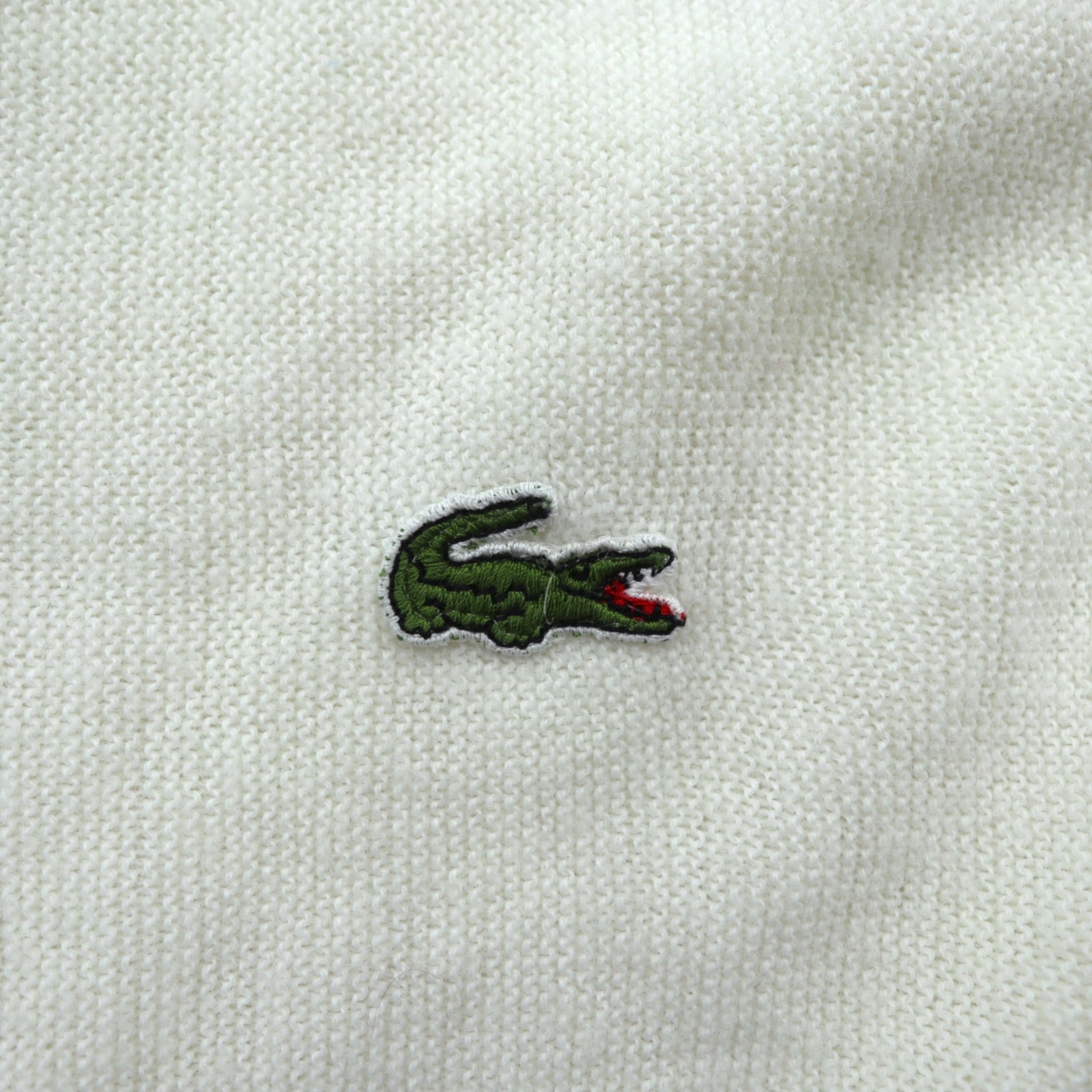 IZOD LACOSTE 70s Made in USA Vintage Acrylic Knit Cardigan L White Spool Tag ILGWU Tag UNION MADE