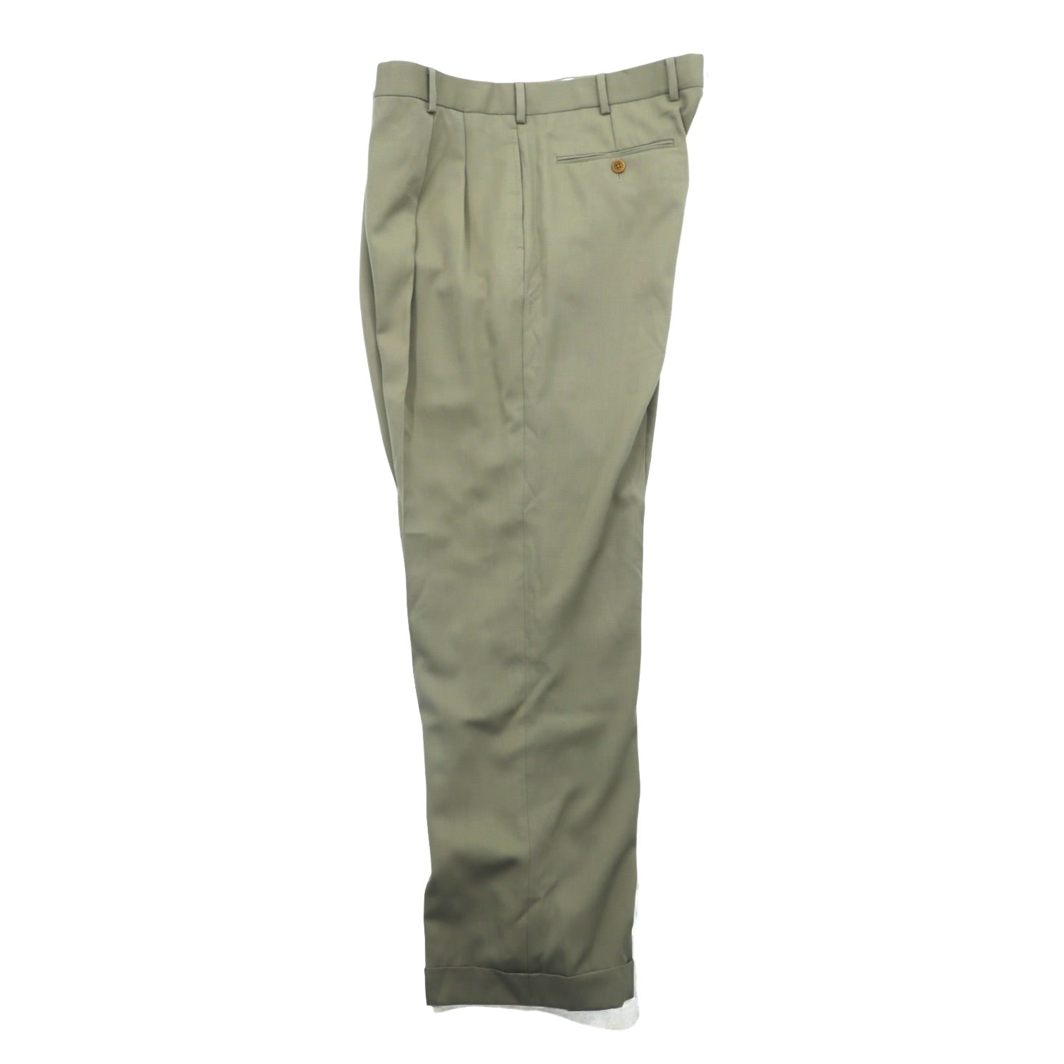 Brooks Brothers Two-Pleat Wide Slacks Pants XL Beige Wool Double-Cuff Madison
