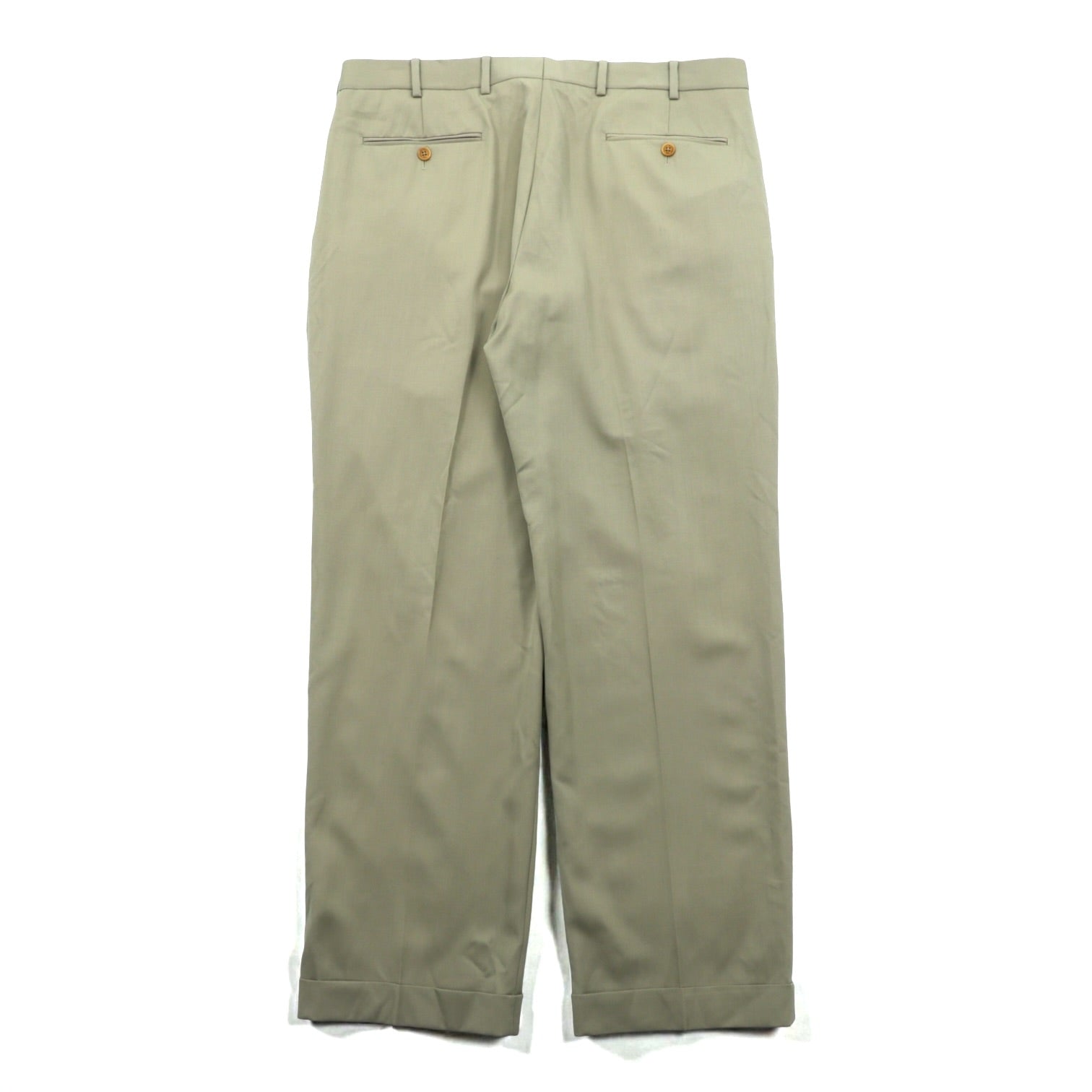 Brooks Brothers Two-Pleat Wide Slacks Pants XL Beige Wool Double-Cuff Madison