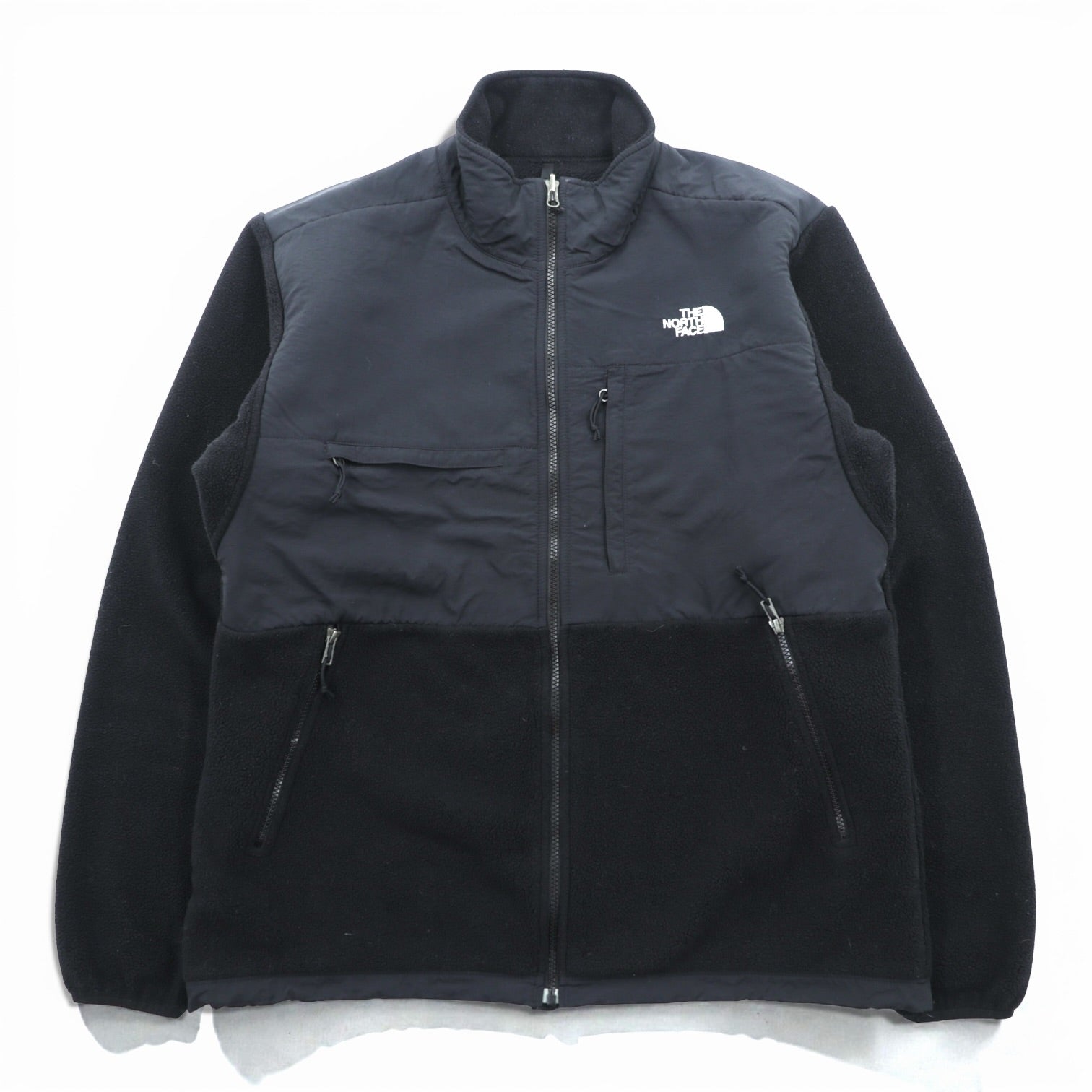 THE NORTH FACE ポーラテック POLARTEC デナリ フリースジャケット フルジップ L ブラック ナイロン切替 ドローコード