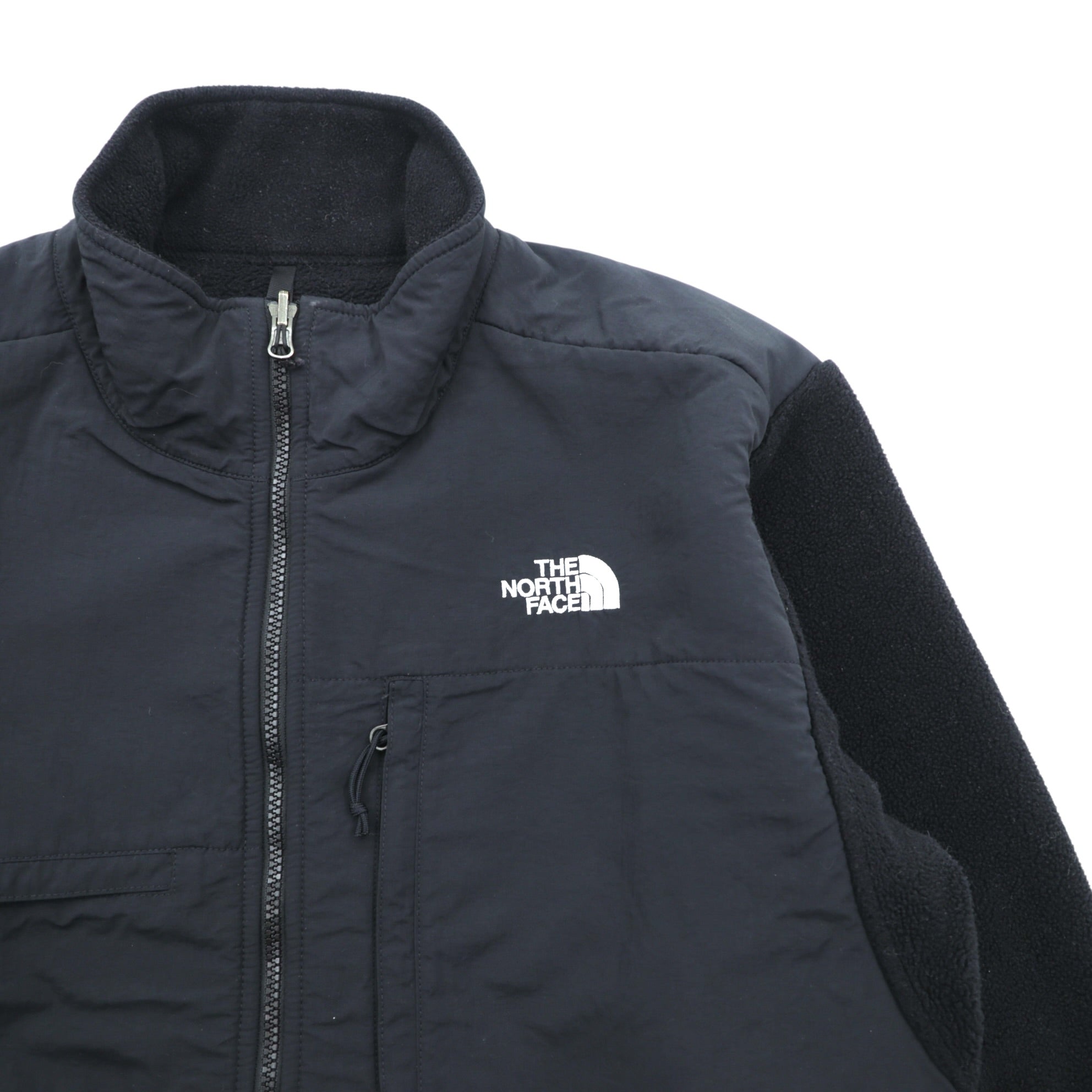 THE NORTH FACE ポーラテック POLARTEC デナリ フリースジャケット フルジップ L ブラック ナイロン切替 ドローコード