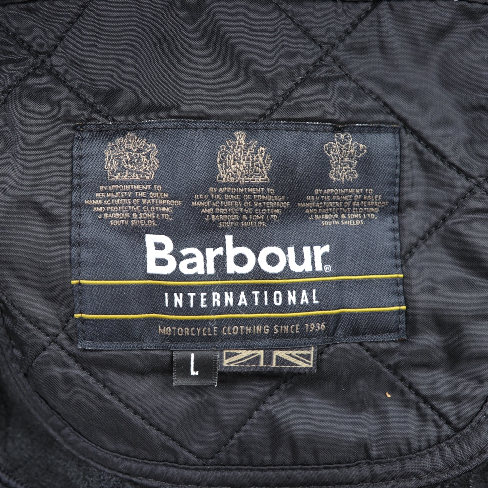 Barbour INTERNATIONAL インターナショナル モーターサイクルジャケット L ブラック キルティング ARIEL POLARQUILT MQU0365BK91