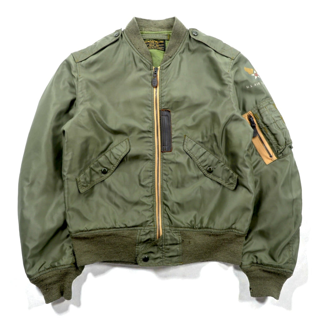 THE REAL McCOY'S L-2 Flight Jacket L Nylon USAF CONMAR Zip AMERICAN PAD & TEXTILE CO Replica 1950s Reproduction MIL-J-5391