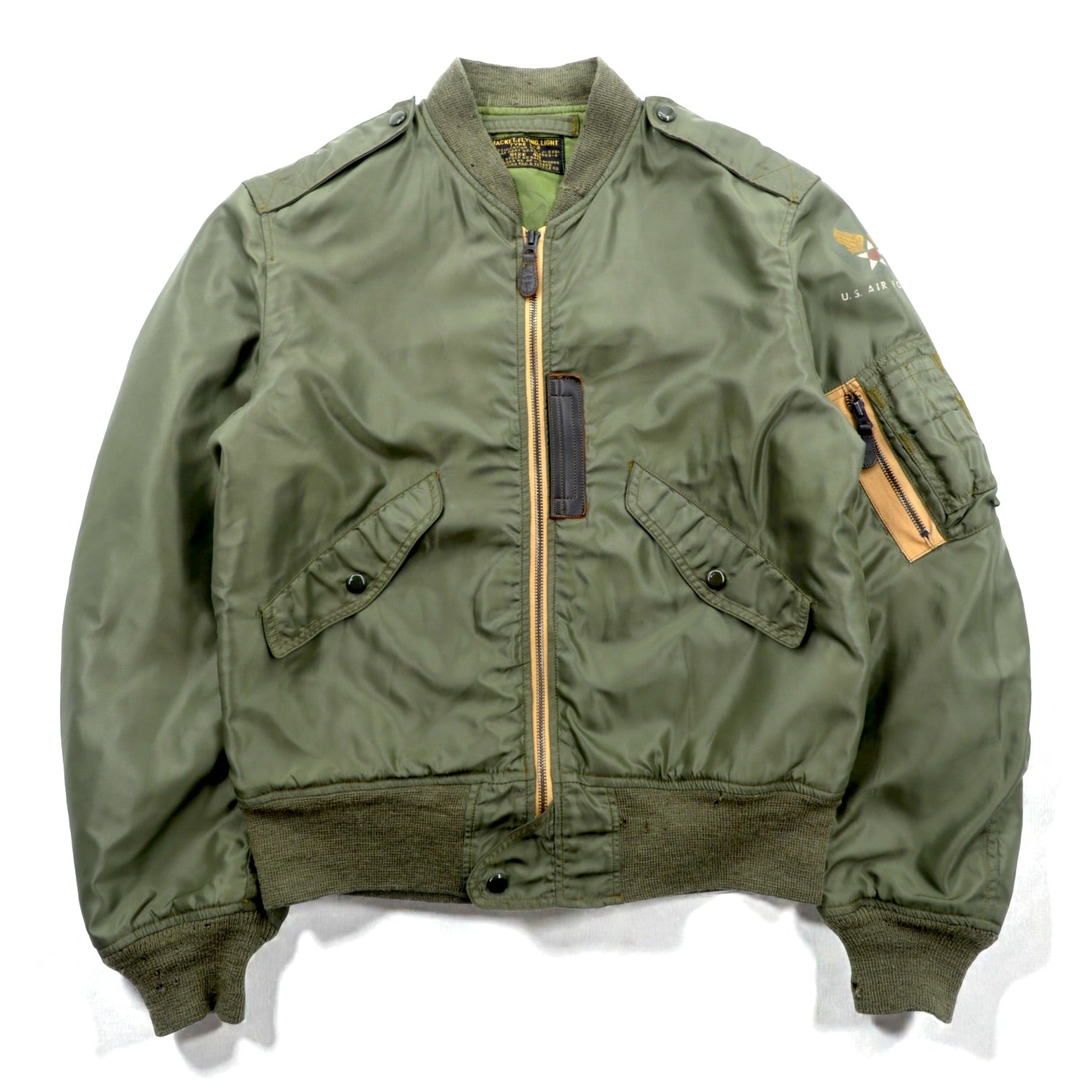 THE REAL McCOY'S L-2 Flight Jacket L Nylon USAF CONMAR Zip AMERICAN PAD & TEXTILE CO Replica 1950s Reproduction MIL-J-5391