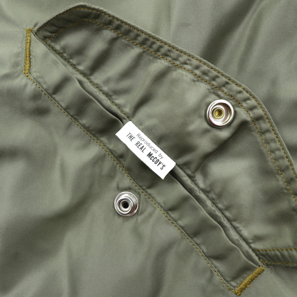 THE REAL McCOY'S L-2 Flight Jacket L Nylon USAF CONMAR Zip AMERICAN PAD & TEXTILE CO Replica 1950s Reproduction MIL-J-5391