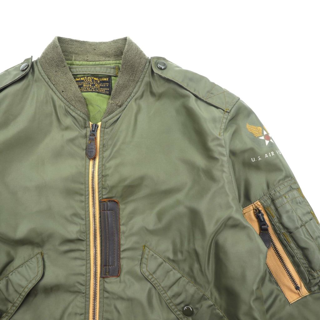THE REAL McCOY'S L-2 Flight Jacket L Nylon USAF CONMAR Zip AMERICAN PAD & TEXTILE CO Replica 1950s Reproduction MIL-J-5391
