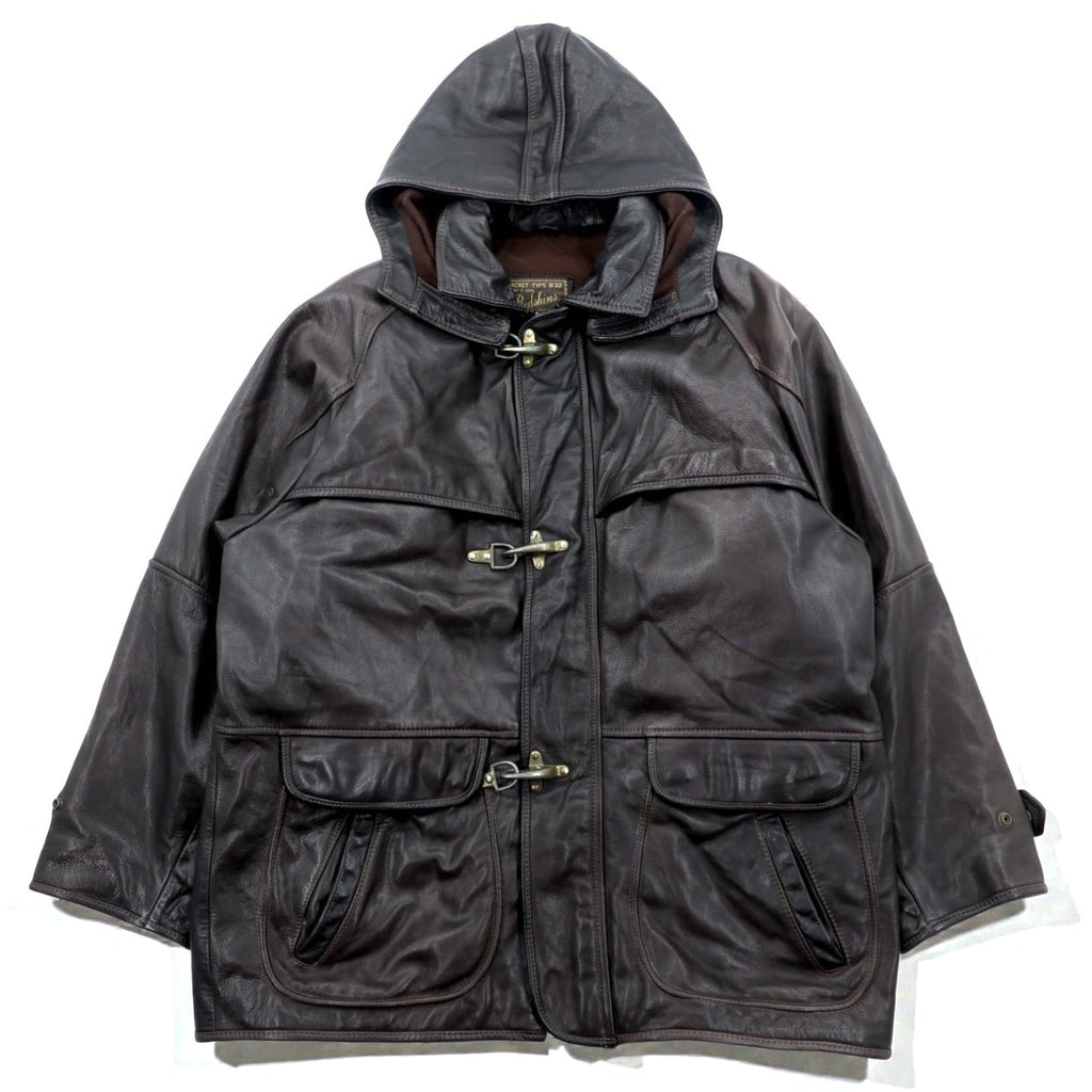 REDSKINS 90s Euro Vintage Leather Fireman Jacket Car Coat XL B-32 ARMY & CIVIL Leather Genuine Leather