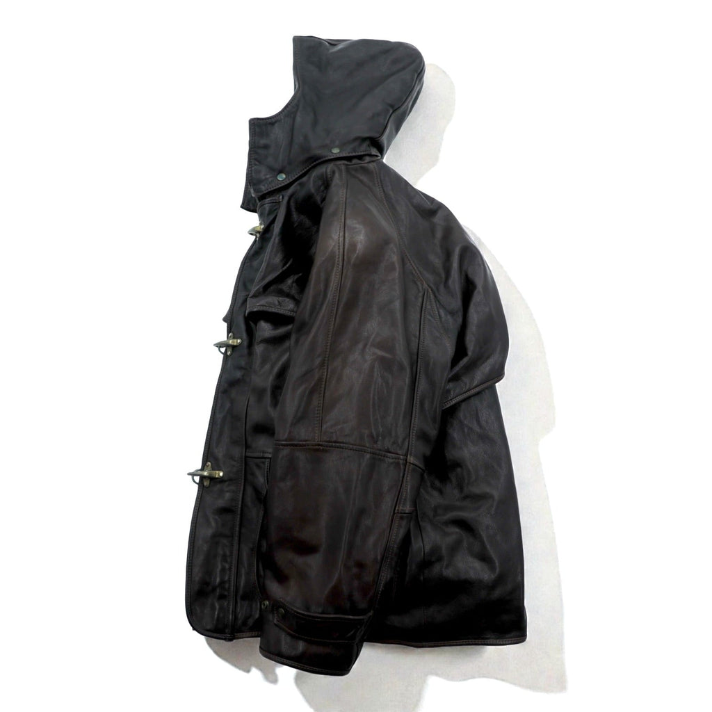 REDSKINS 90s Euro Vintage Leather Fireman Jacket Car Coat XL B-32 ARMY & CIVIL Leather Genuine Leather