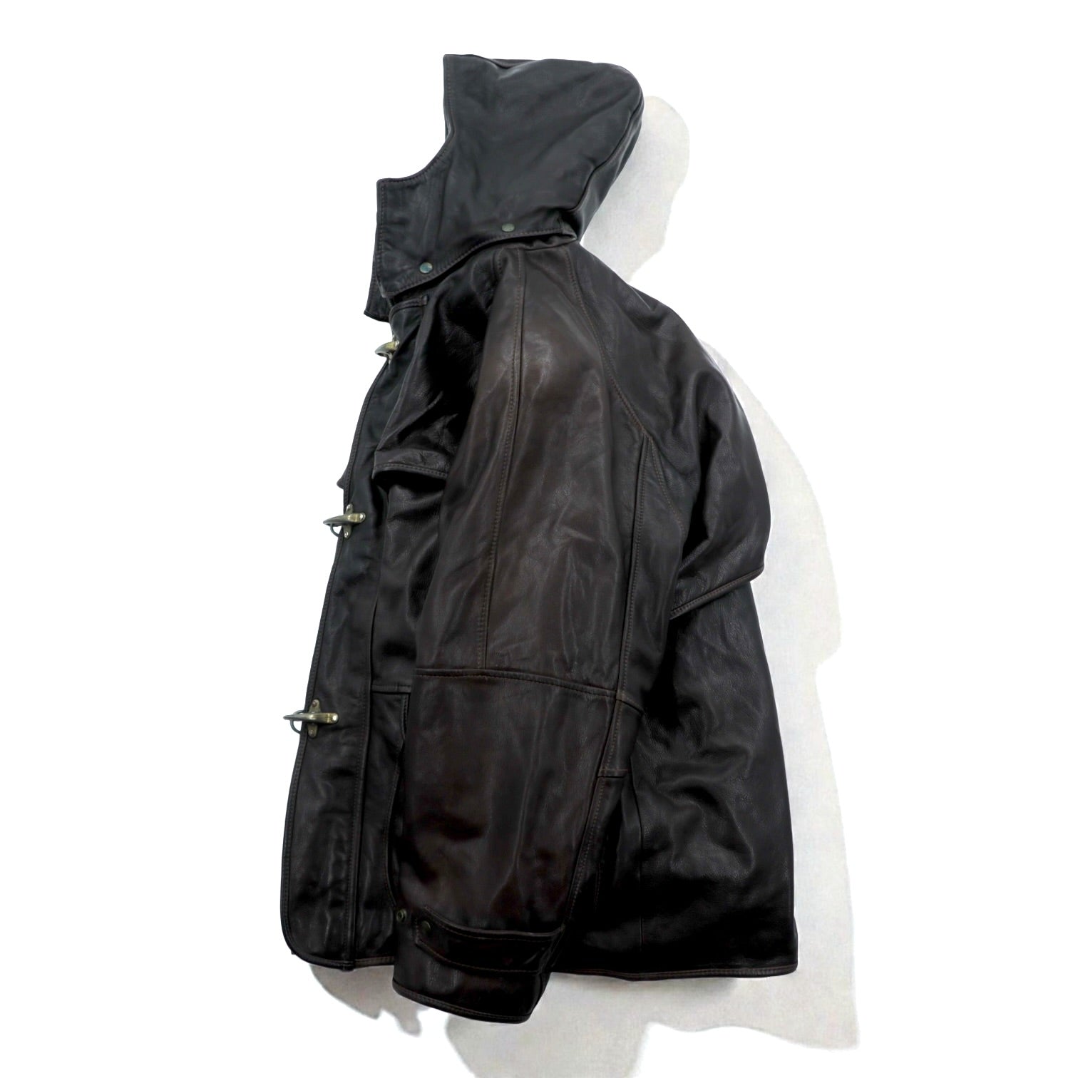 REDSKINS 90s Euro Vintage Leather Fireman Jacket Car Coat XL B-32 ARMY & CIVIL Leather Genuine Leather