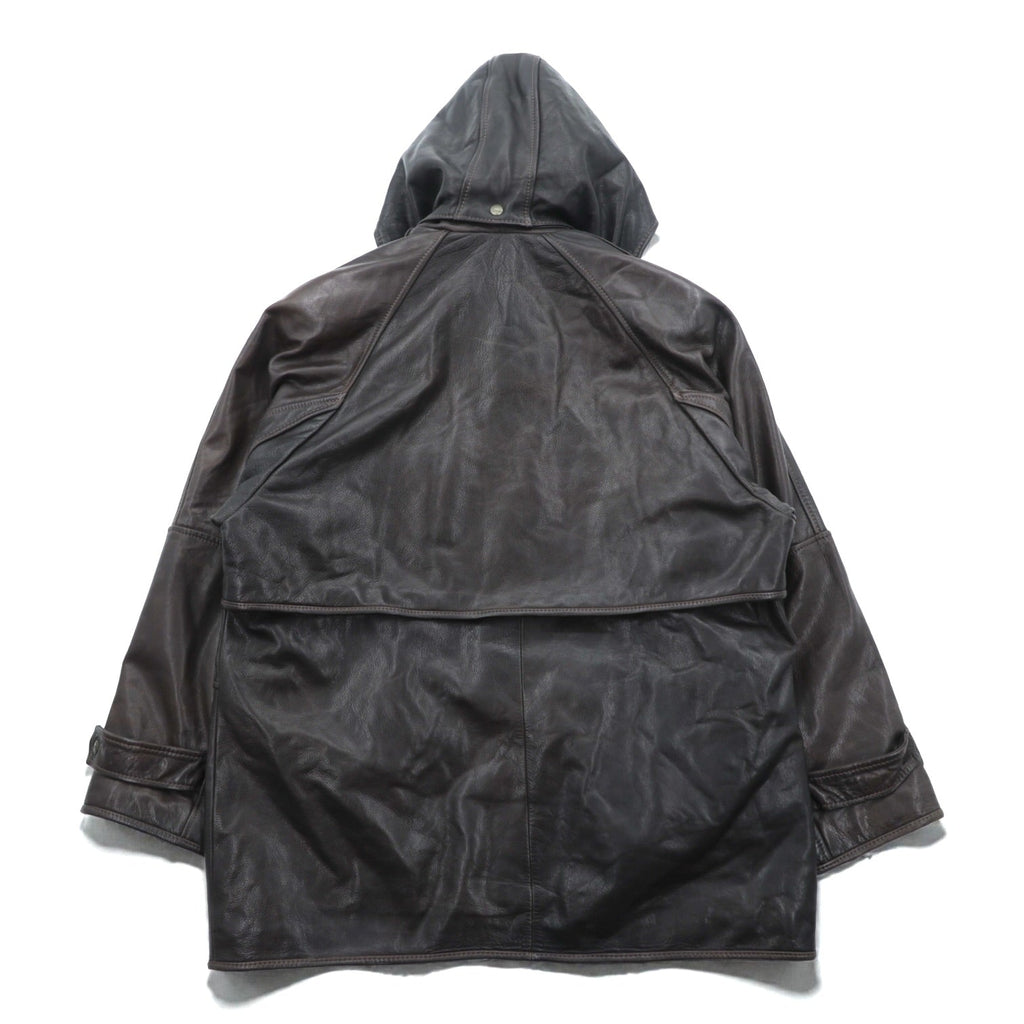 REDSKINS 90s Euro Vintage Leather Fireman Jacket Car Coat XL B-32 ARMY & CIVIL Leather Genuine Leather